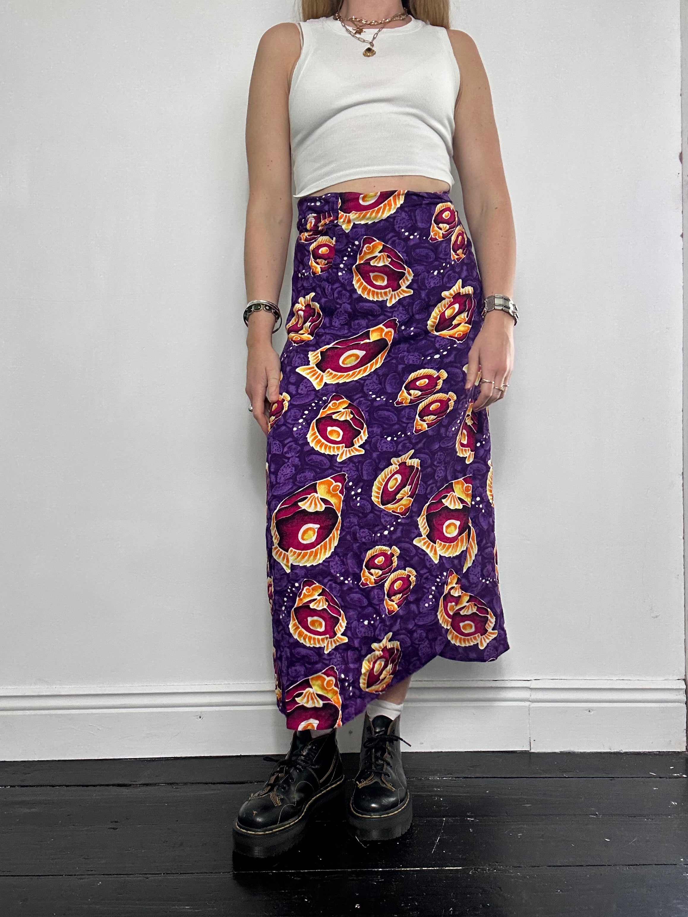 Purple Fish Wrap Skirt Size 8/10/12