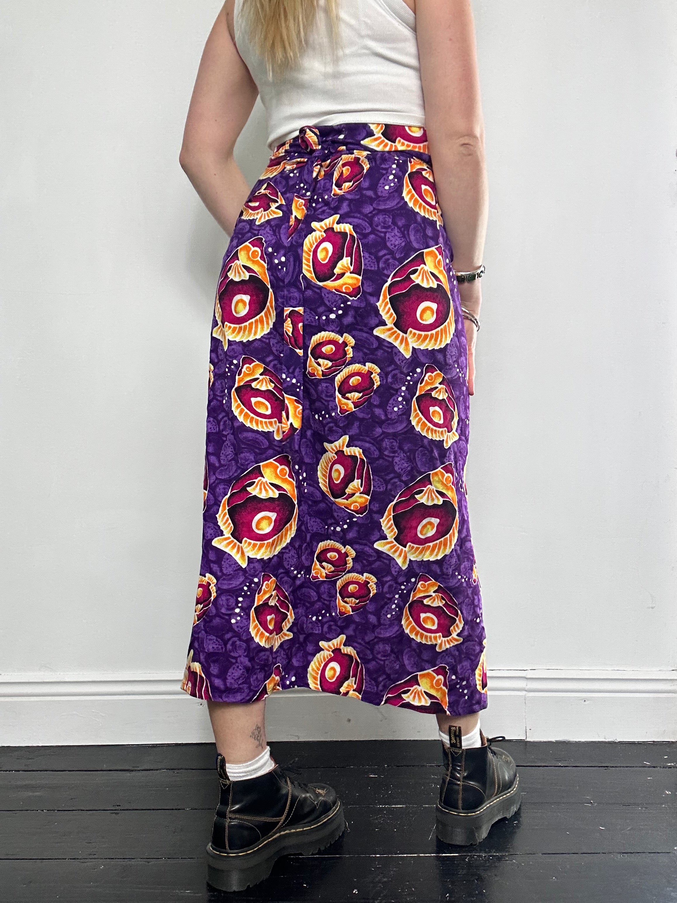 Purple Fish Wrap Skirt Size 8/10/12