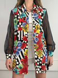Polkadot Floral 80's Sheer Shirt Size 14