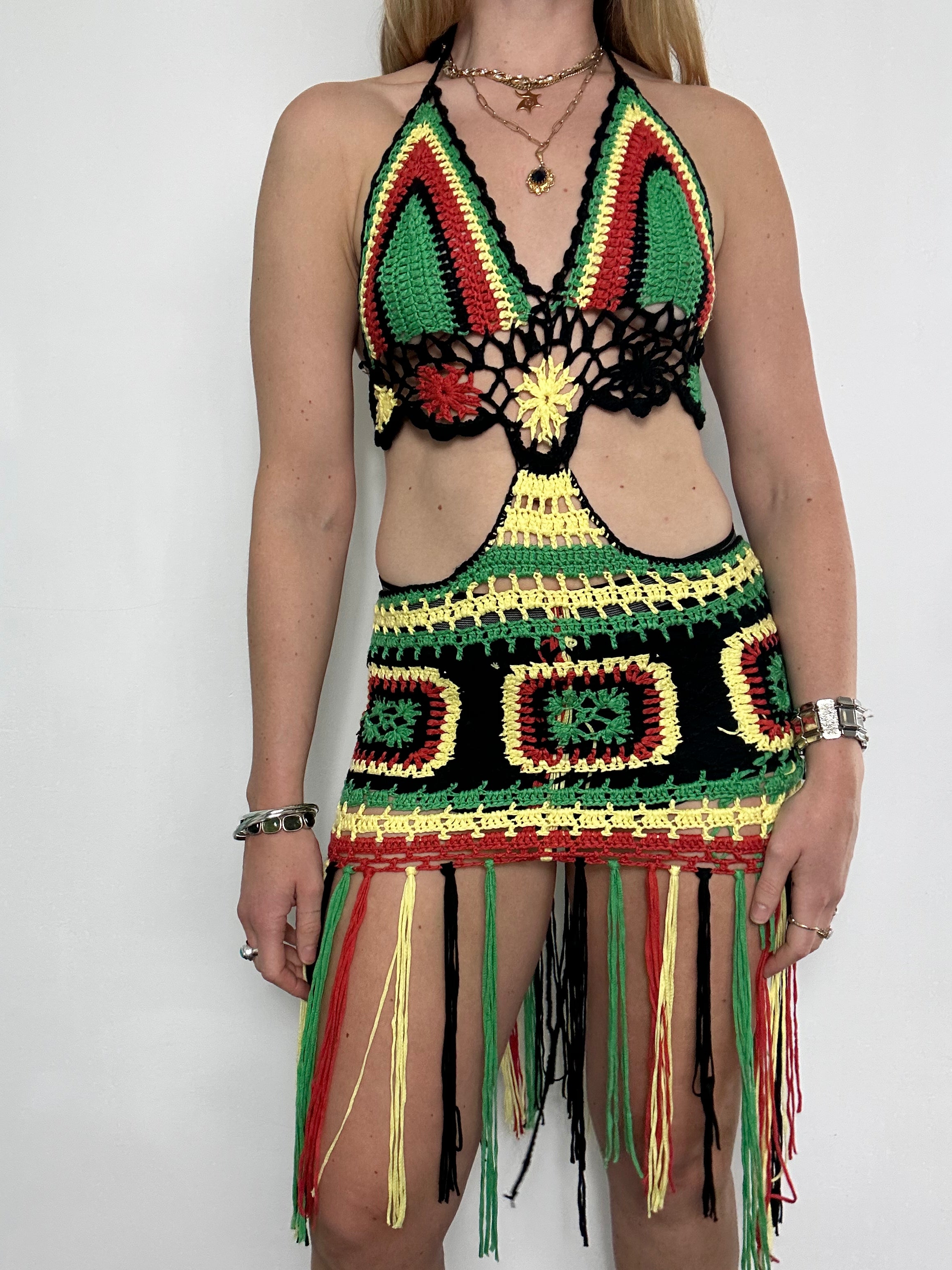 crochet Fringed Dress Size 8/10