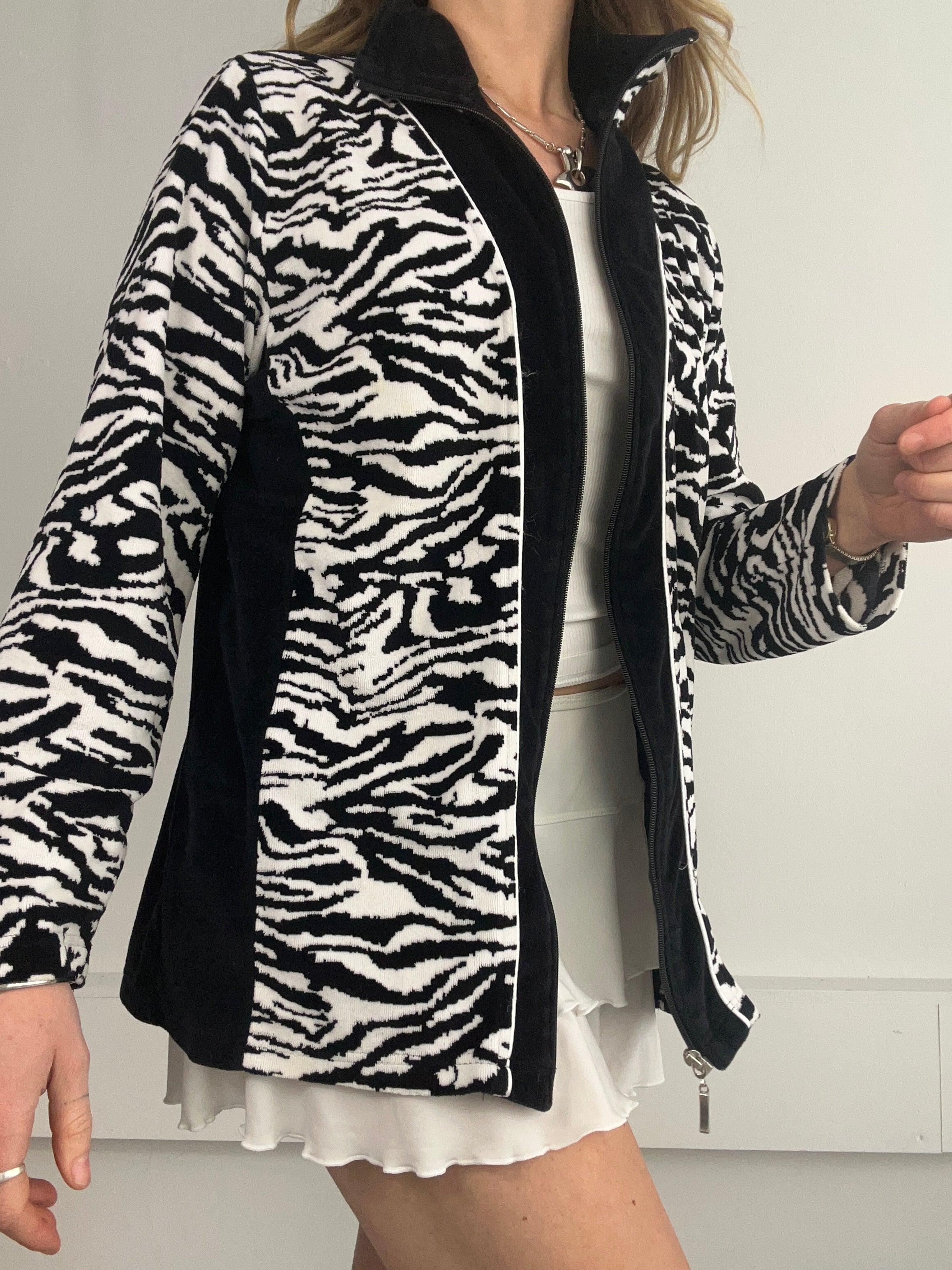 Velour Zebra track Jacket Size 10