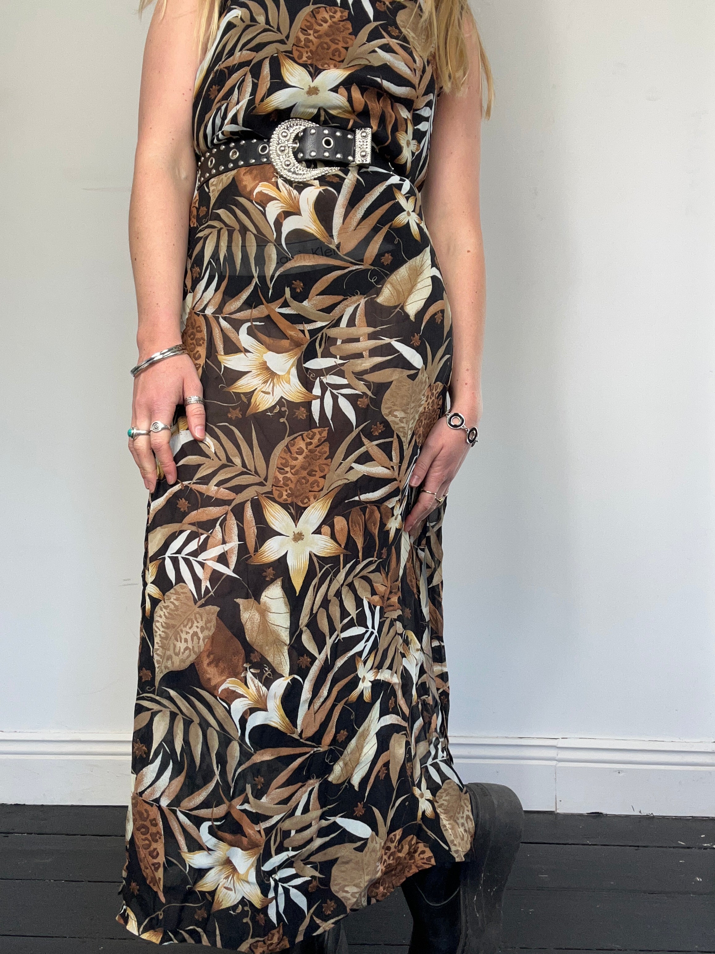 Floral Midi Dress 90's Size 12