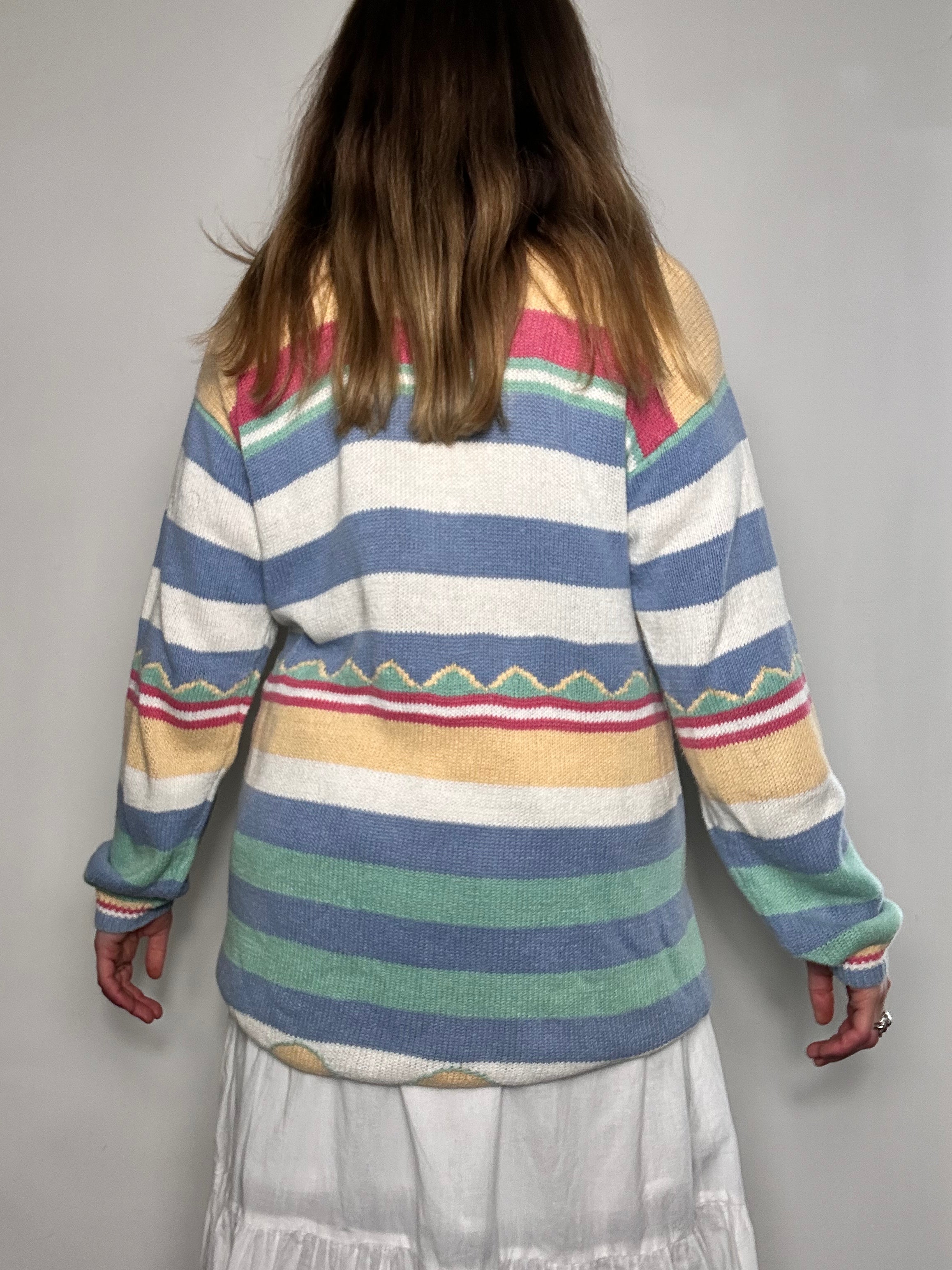 Stripy 90's Fish Sweater Size L