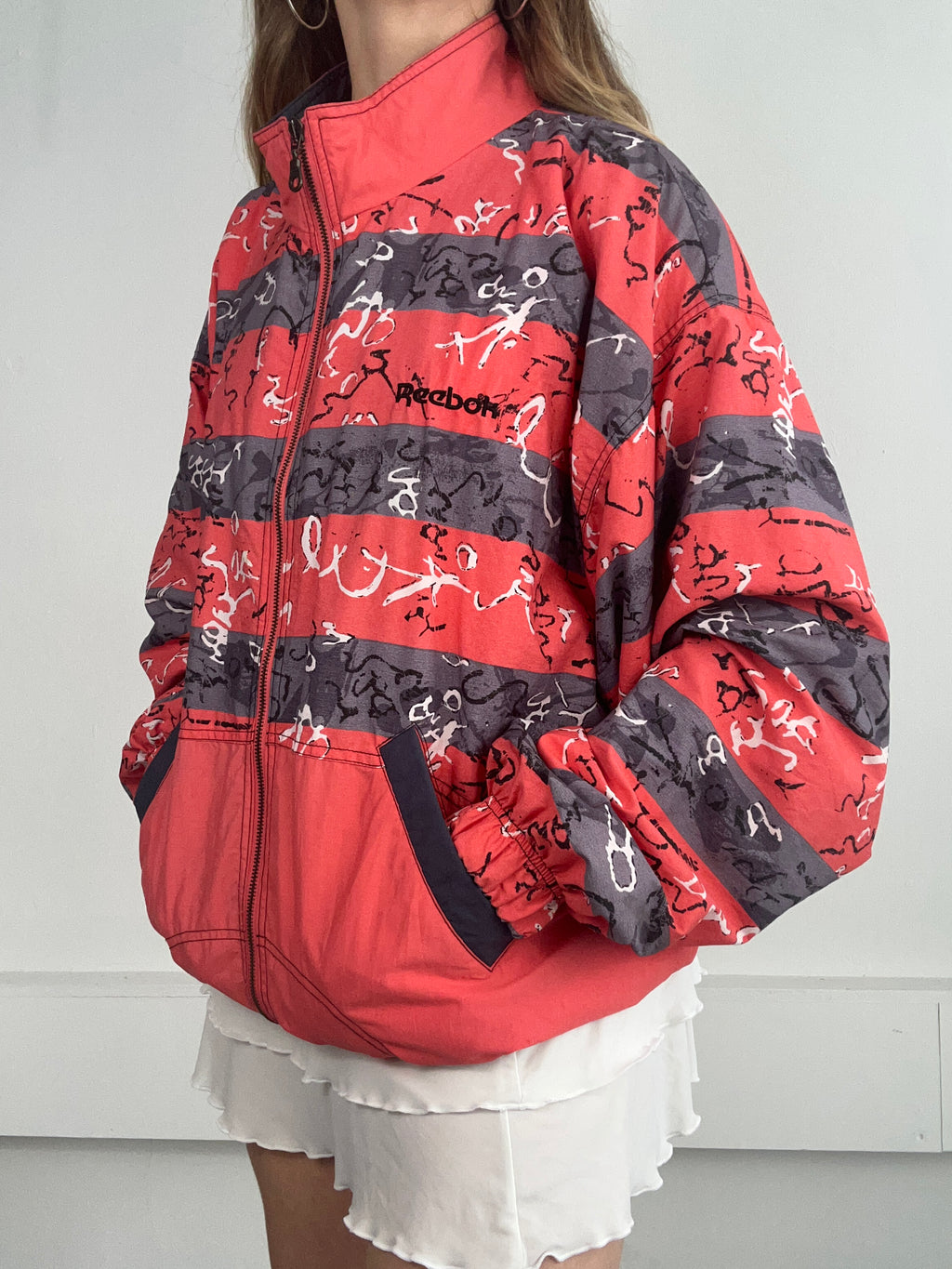 Striped 90's Reebok Coral Jacket Size M/L