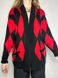 Red knitted Diamond 80's Cardi Size M