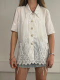 White 80's Scalloped Edge Shirt Size 10