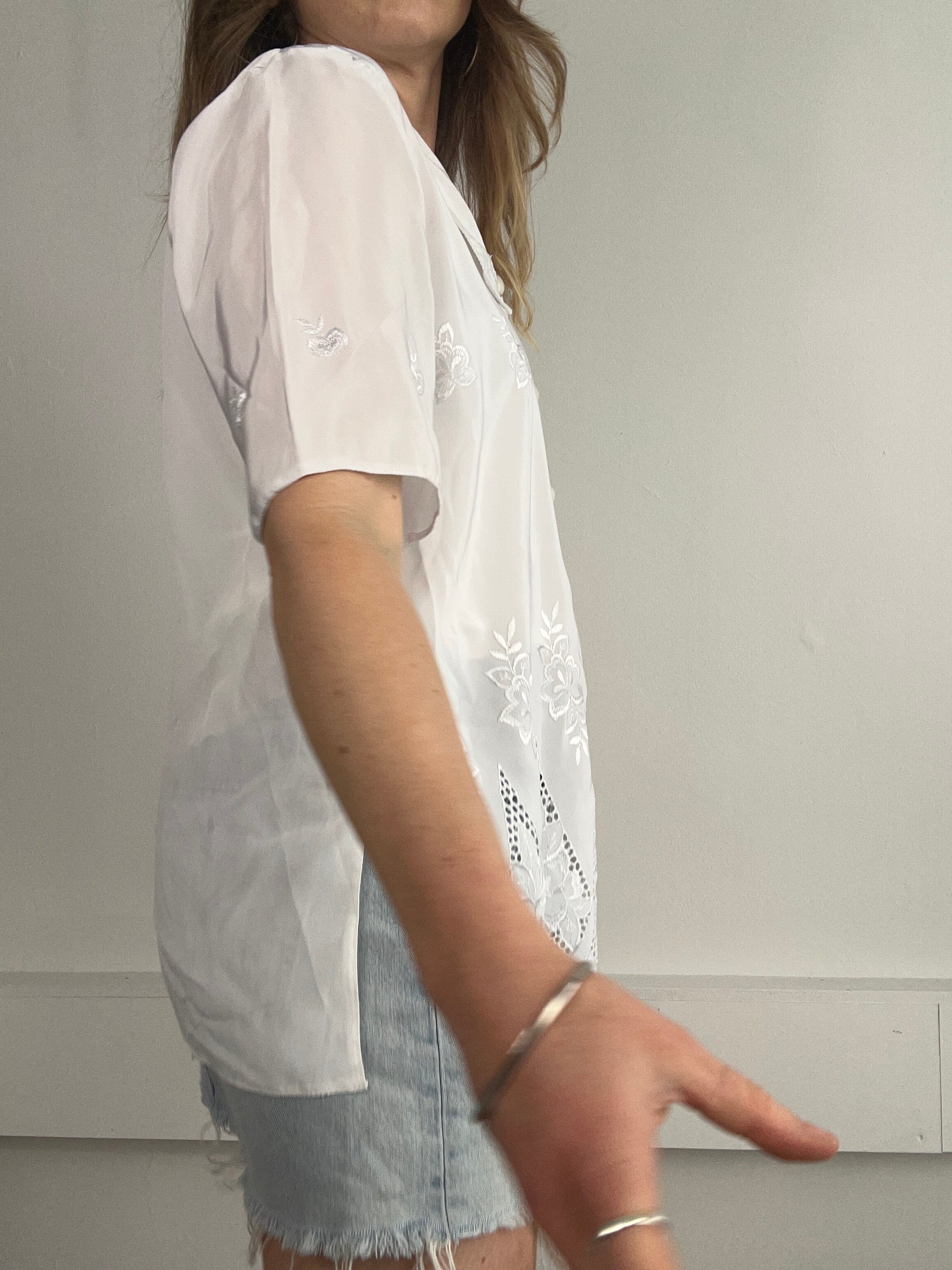 White 80's Scalloped Edge Shirt Size 10