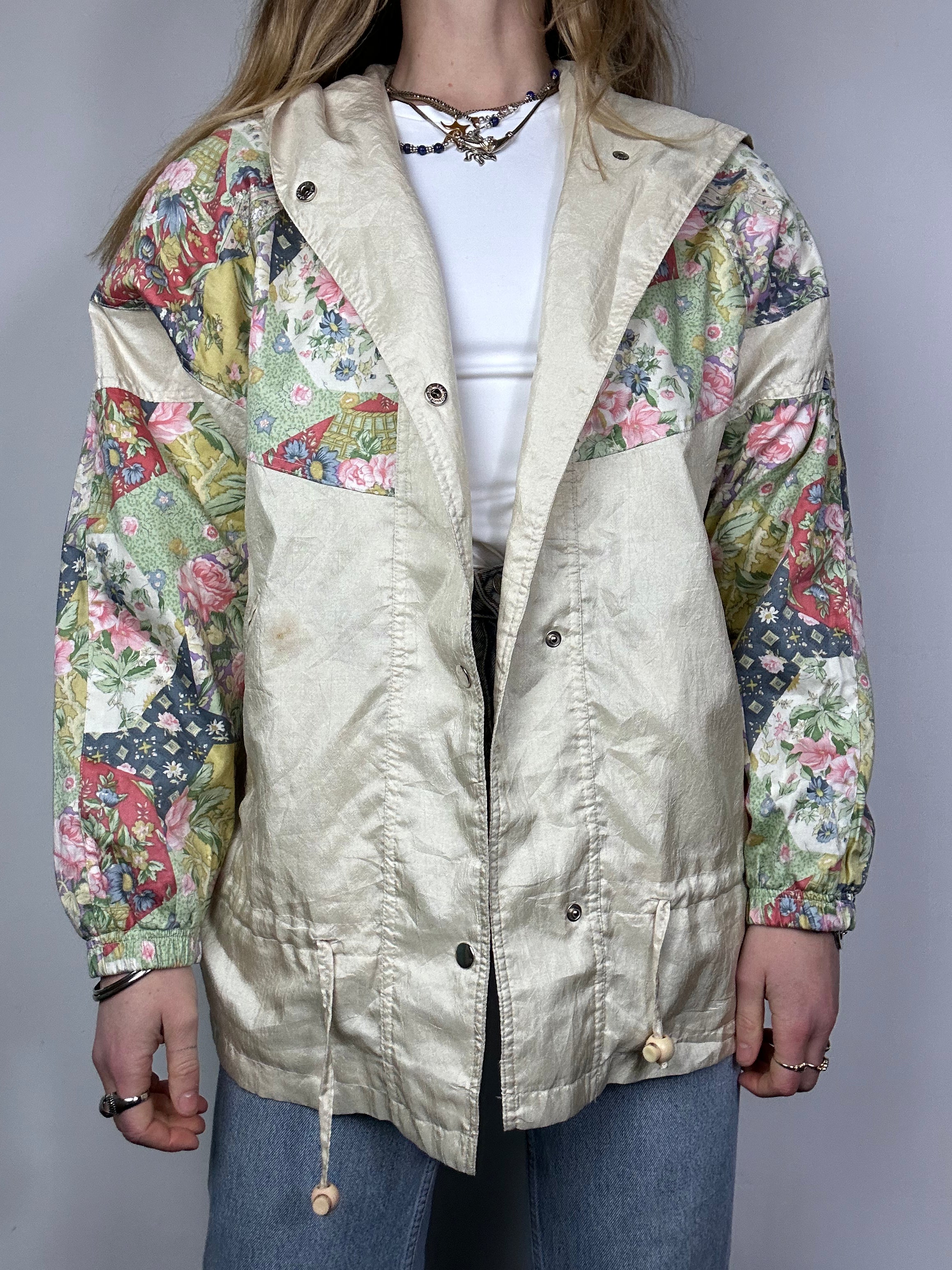 Cream Floral 90's Jacket Size 10/12