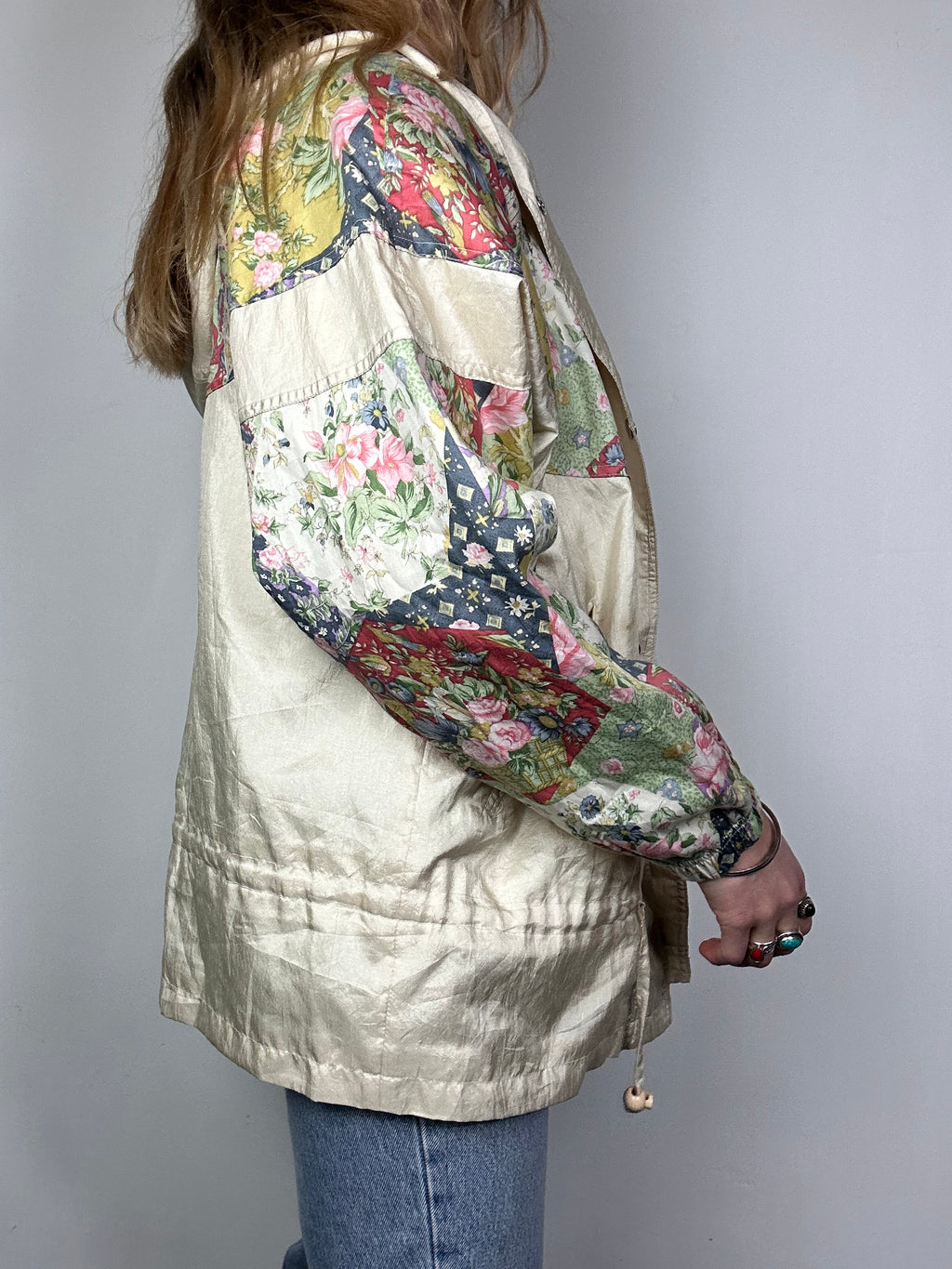 Cream Floral 90's Jacket Size 10/12