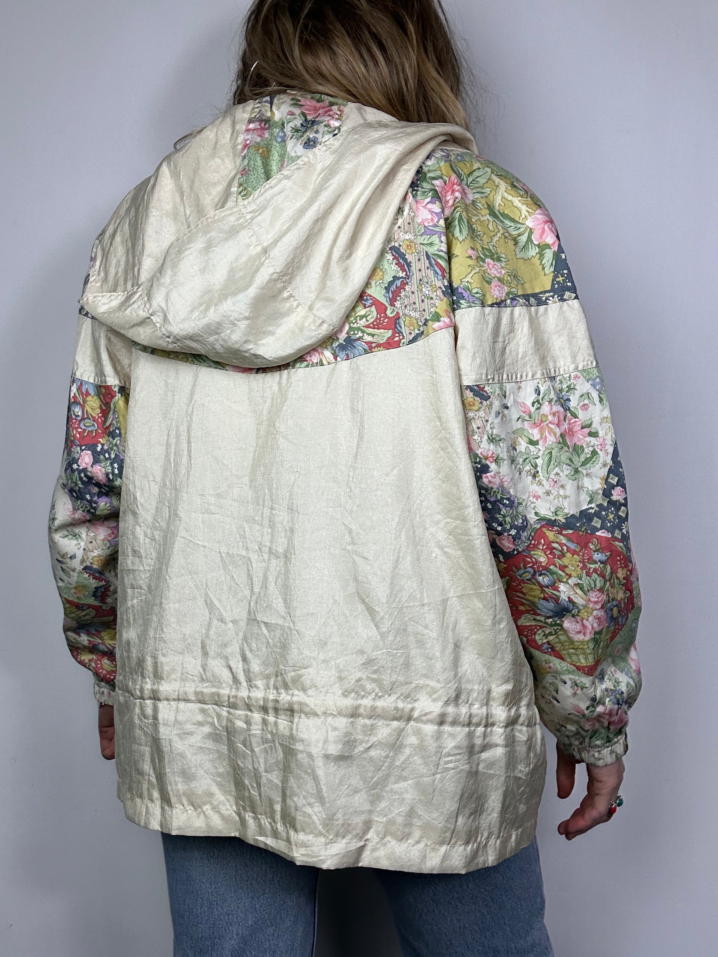 Cream Floral 90's Jacket Size 10/12