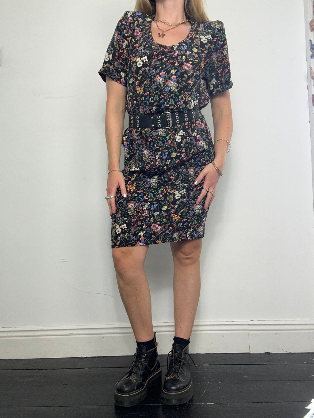 80's Floral Dress Size 8