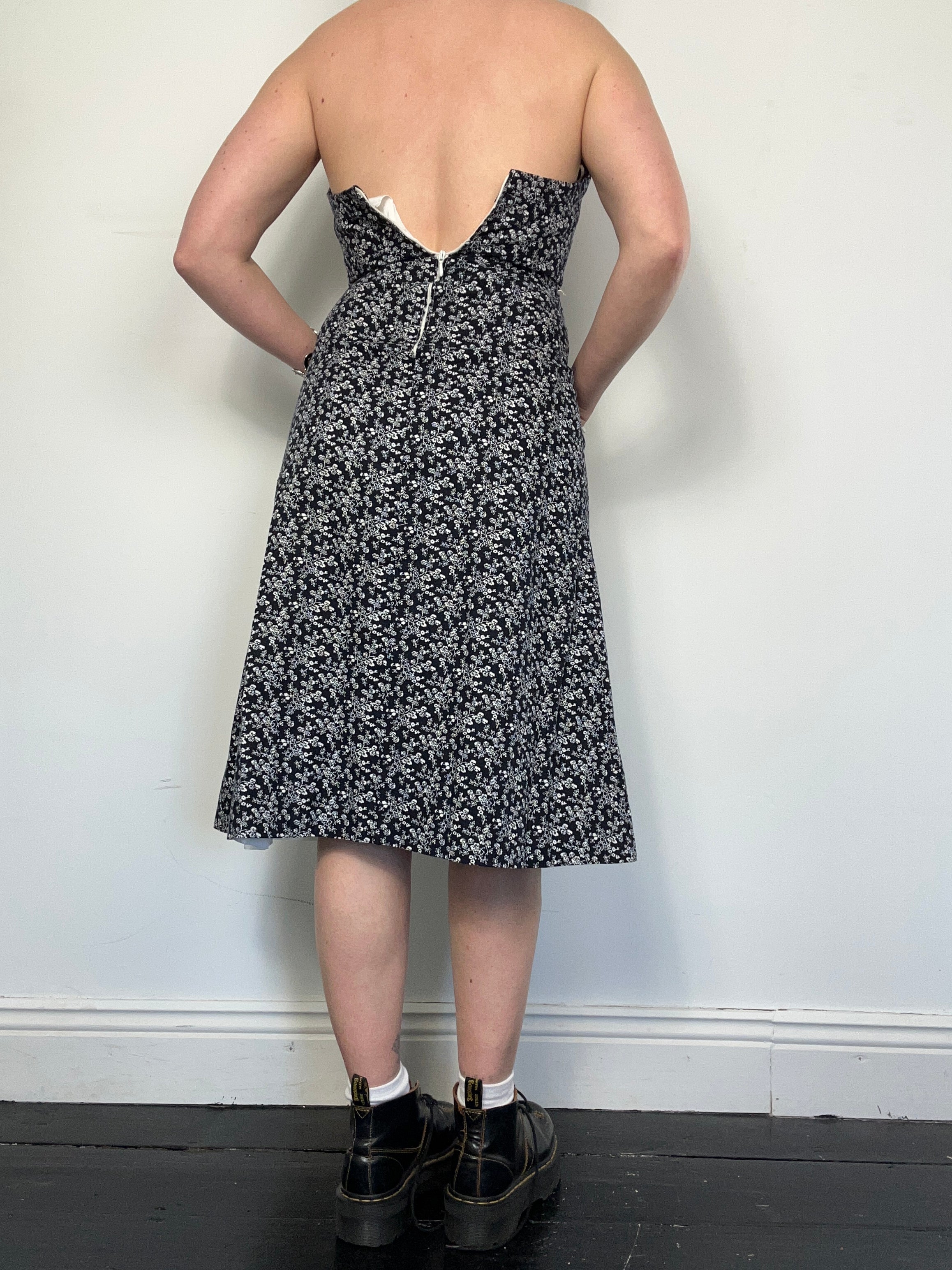 Navy Halter Floral Sun Dress Size 6