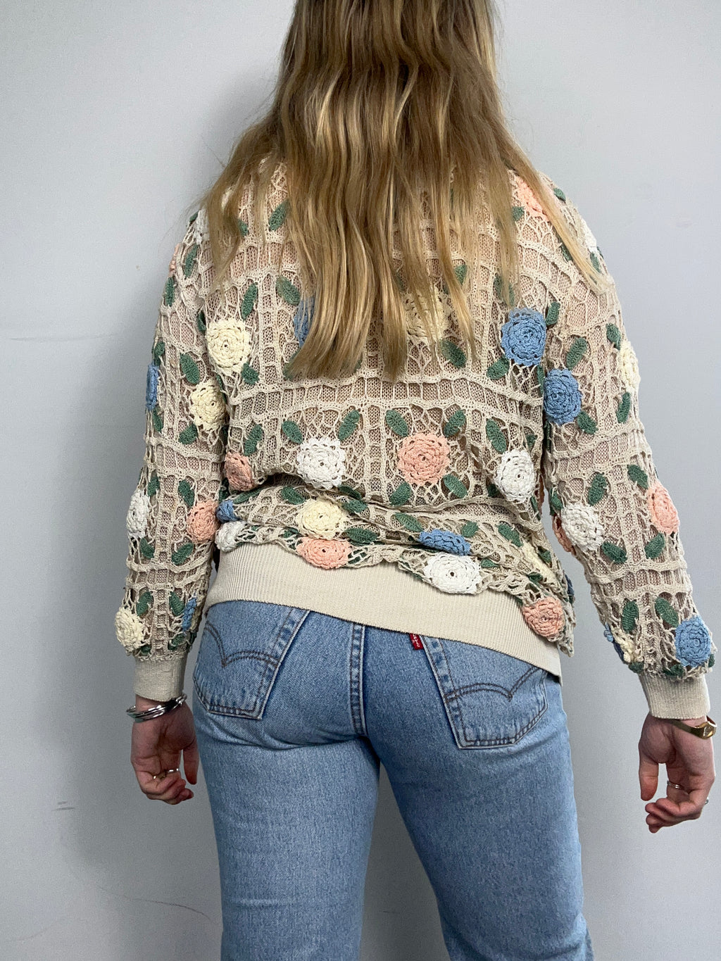 Crochet Cream Cardigan Size 10