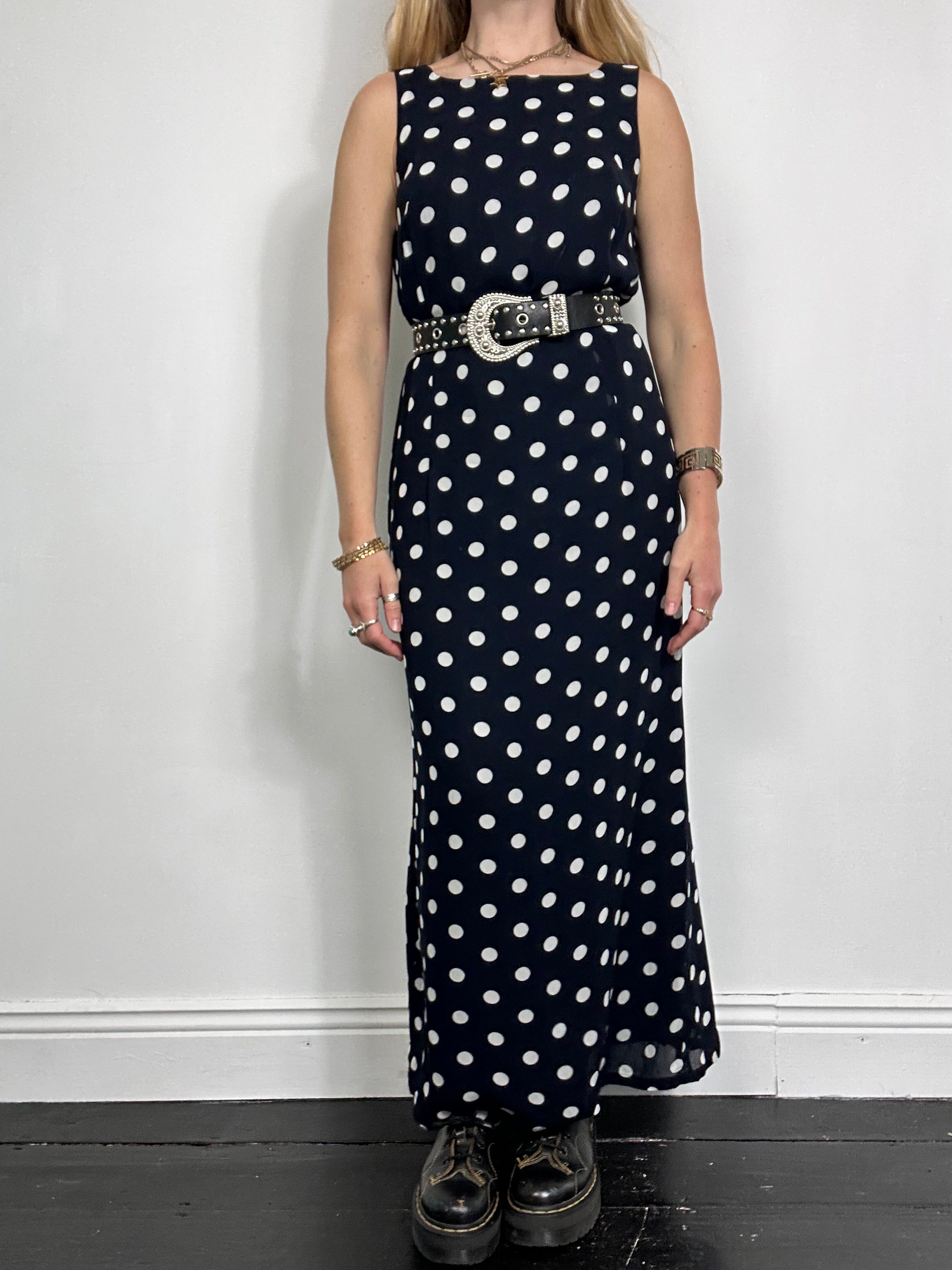 Polkadot 90's Maxi Dress Size 10/12