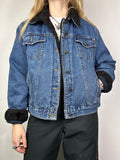 Shearling Fur cuff Denim Jacket Size S