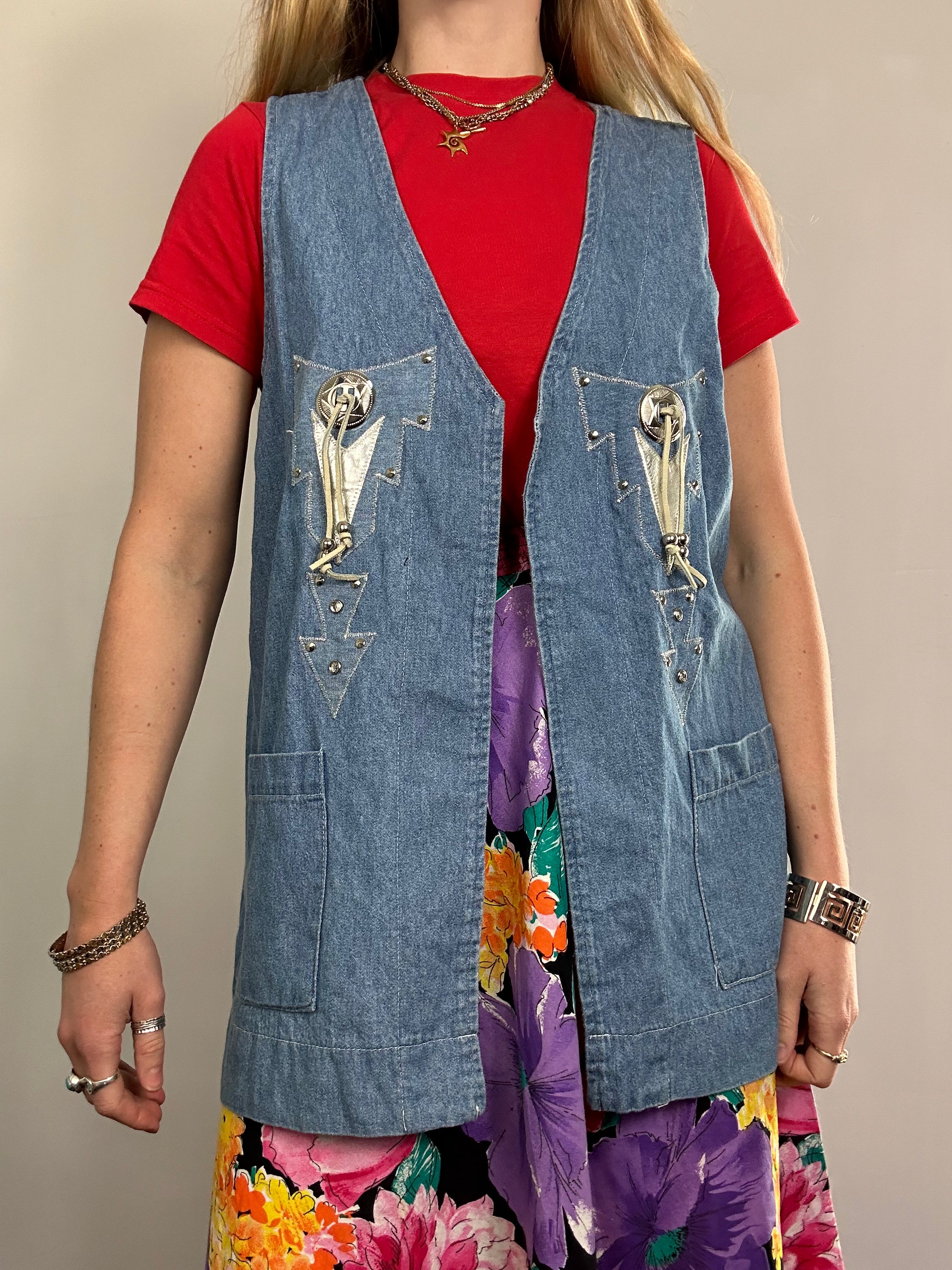 Denim 80's Western Waistcoat Size 12