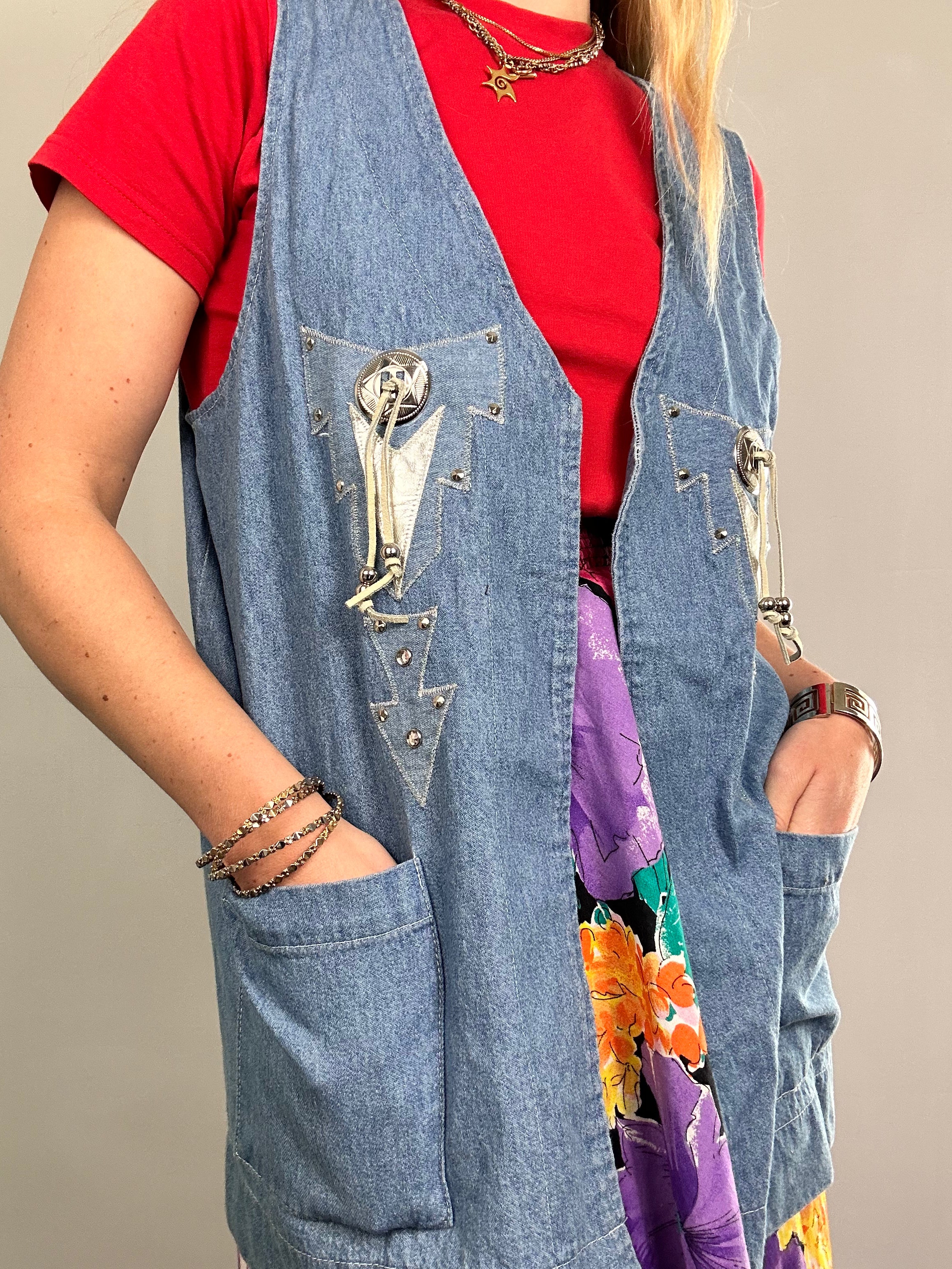 Denim 80's Western Waistcoat Size 12