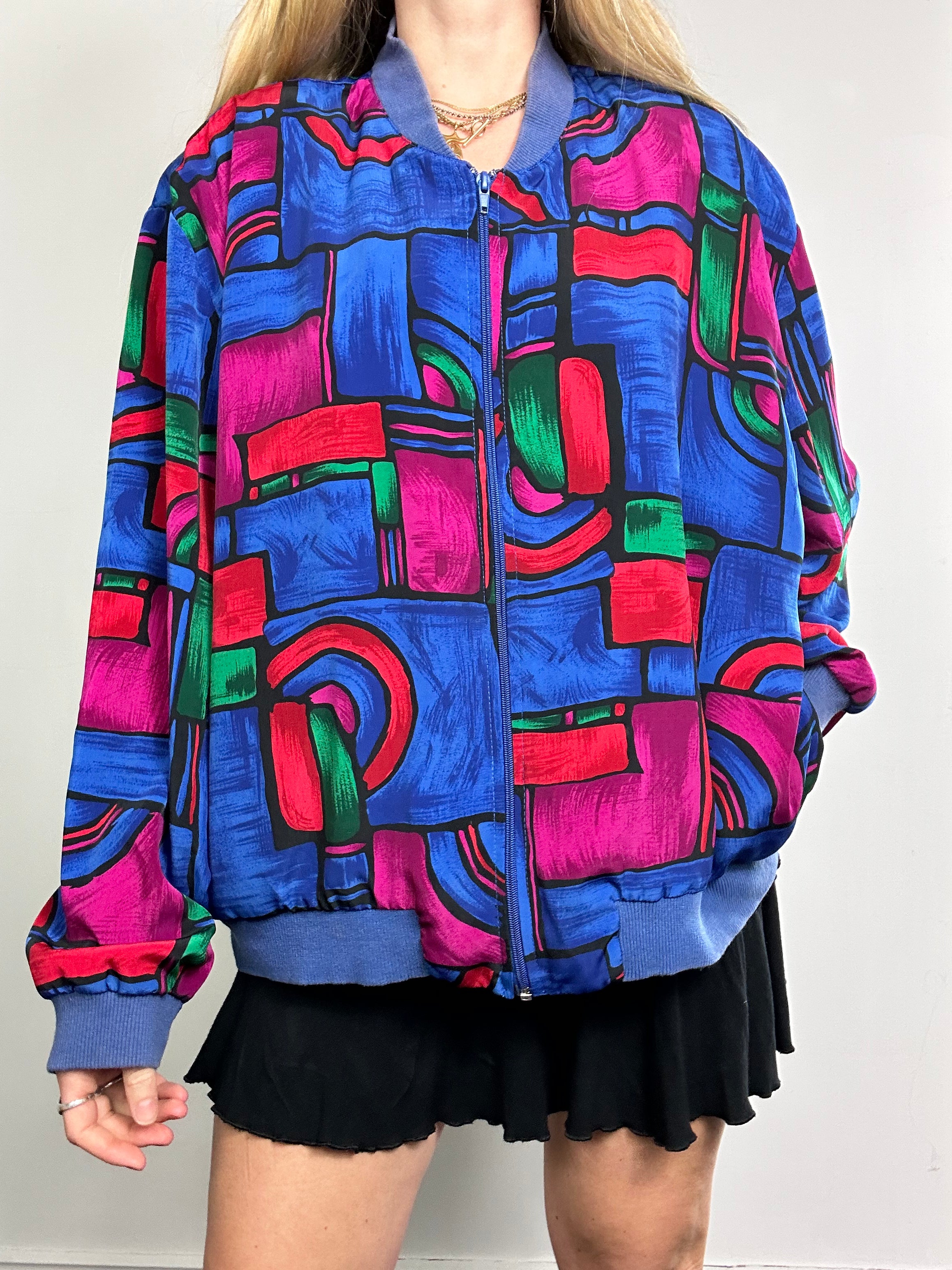 Geometric Bomber 80's Jacket Size M/L