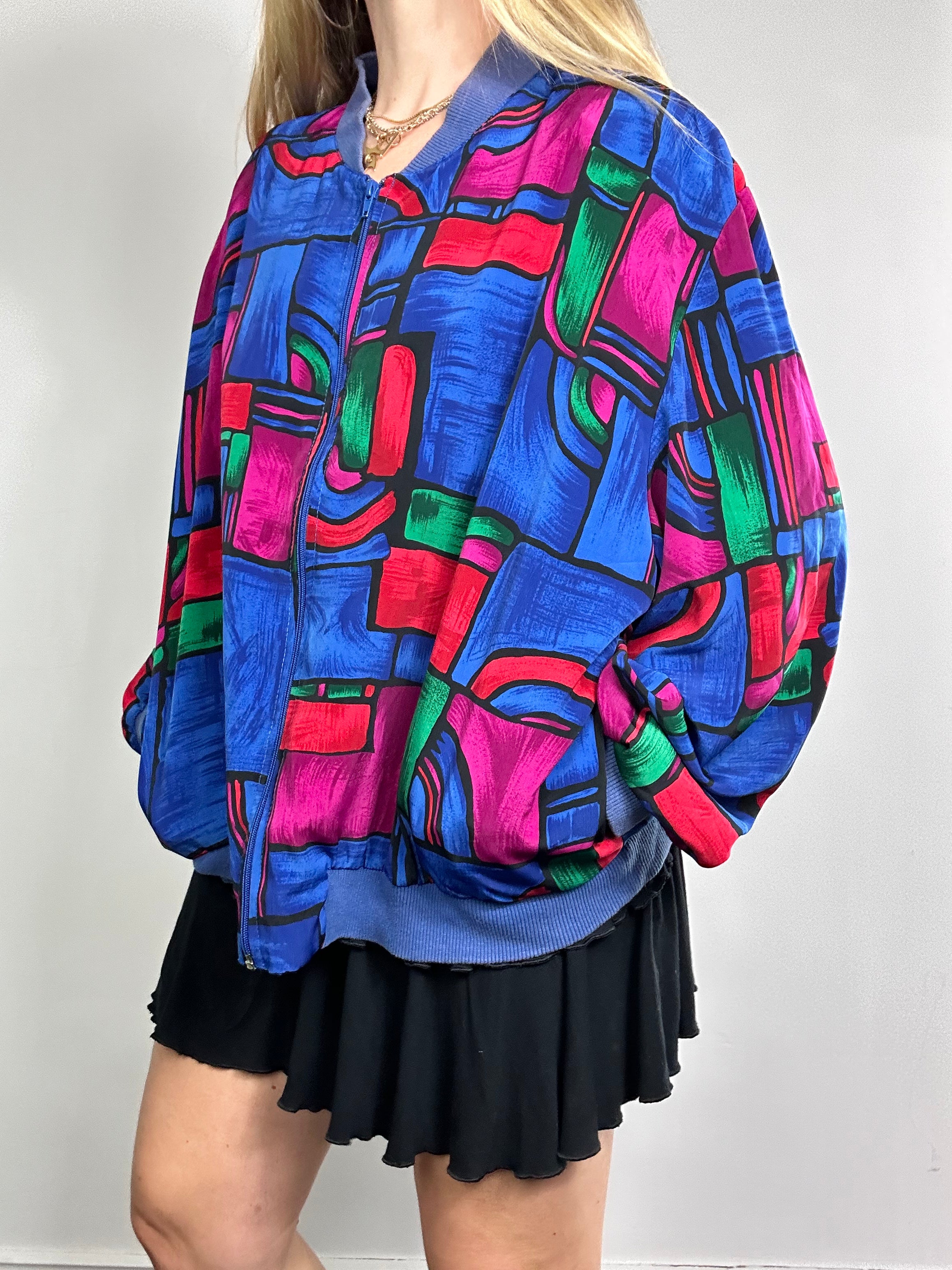 Geometric Bomber 80's Jacket Size M/L