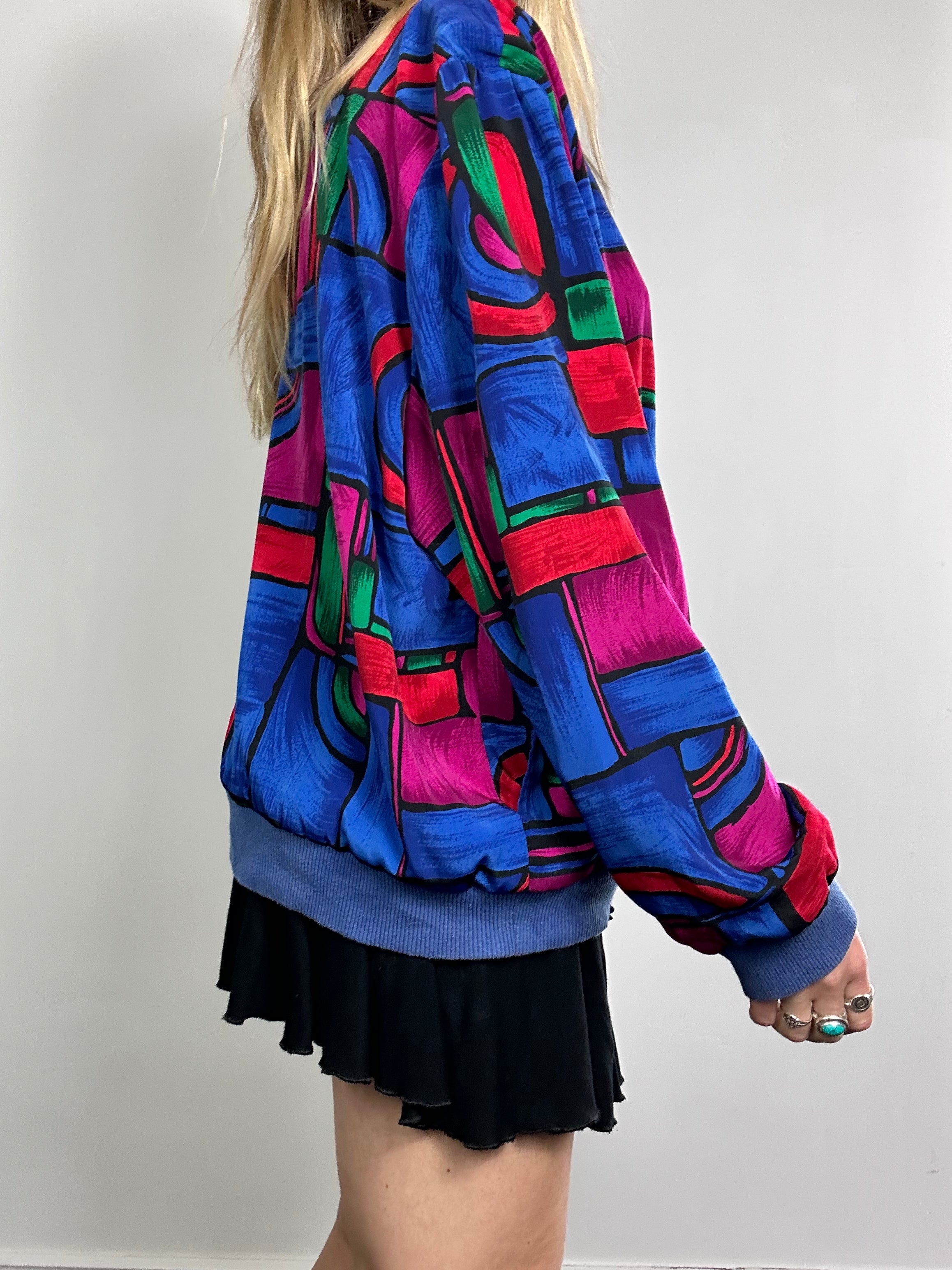 Geometric Bomber 80's Jacket Size M/L