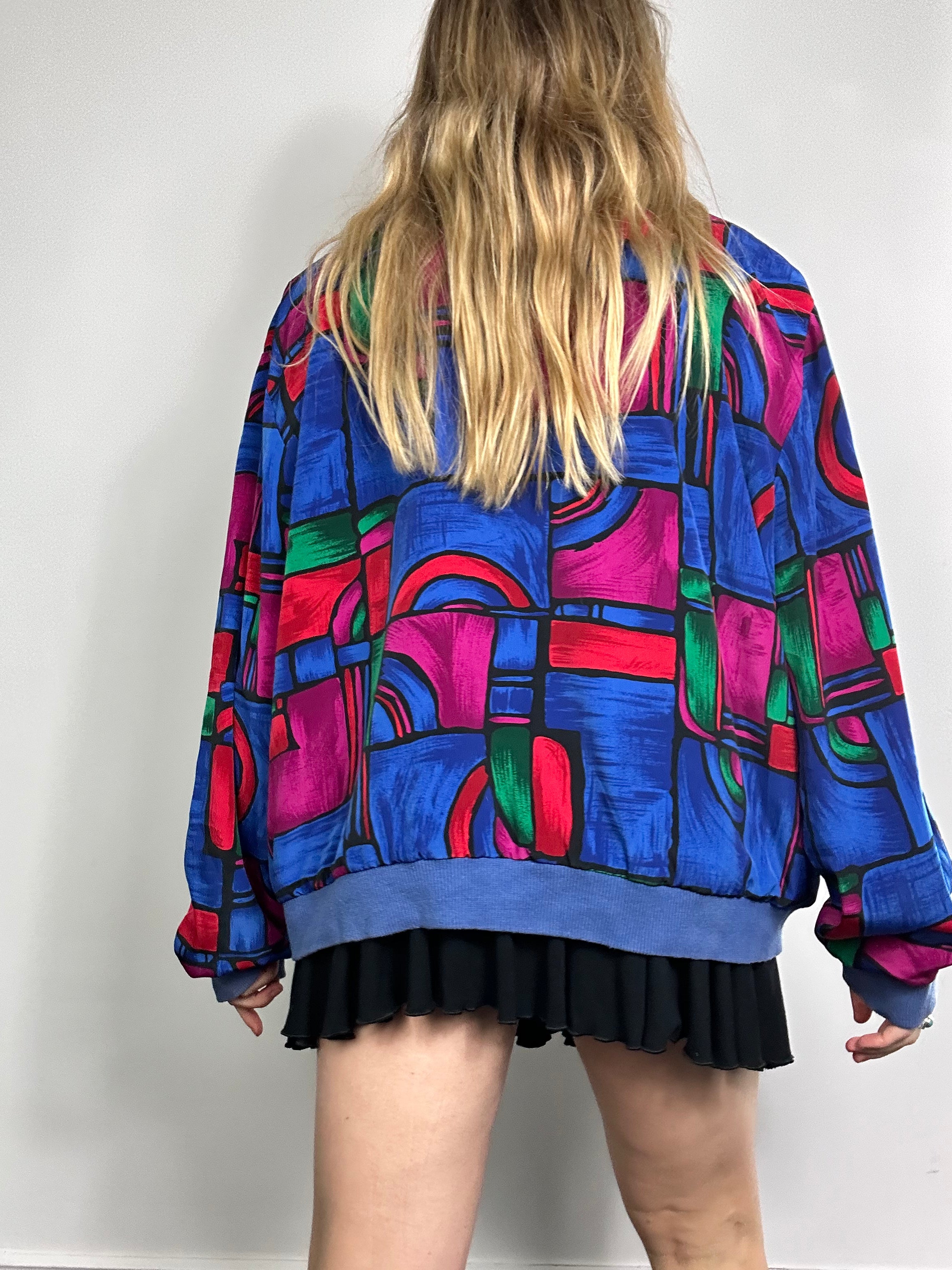 Geometric Bomber 80's Jacket Size M/L
