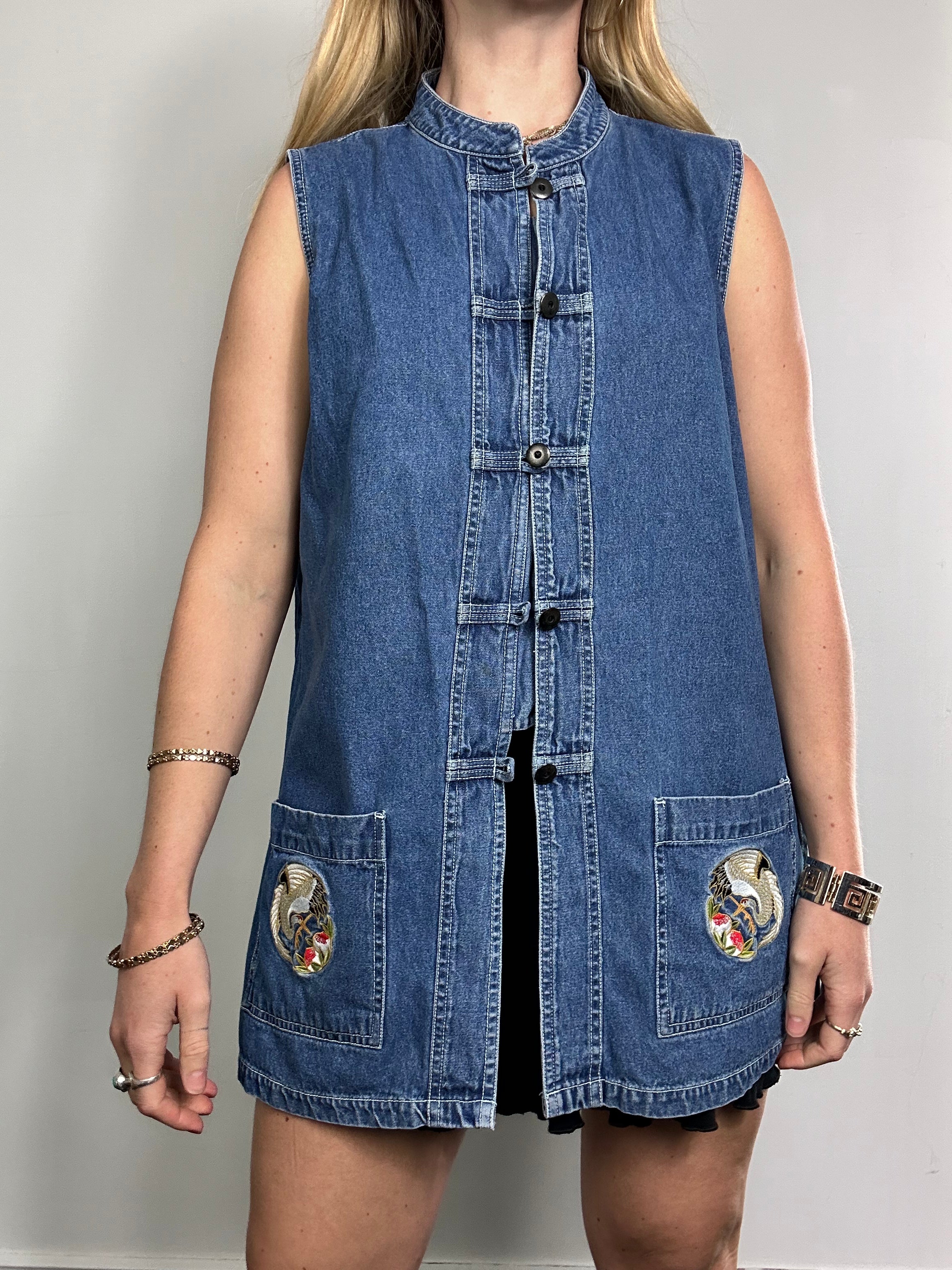 Oriental Denim vest Size 14