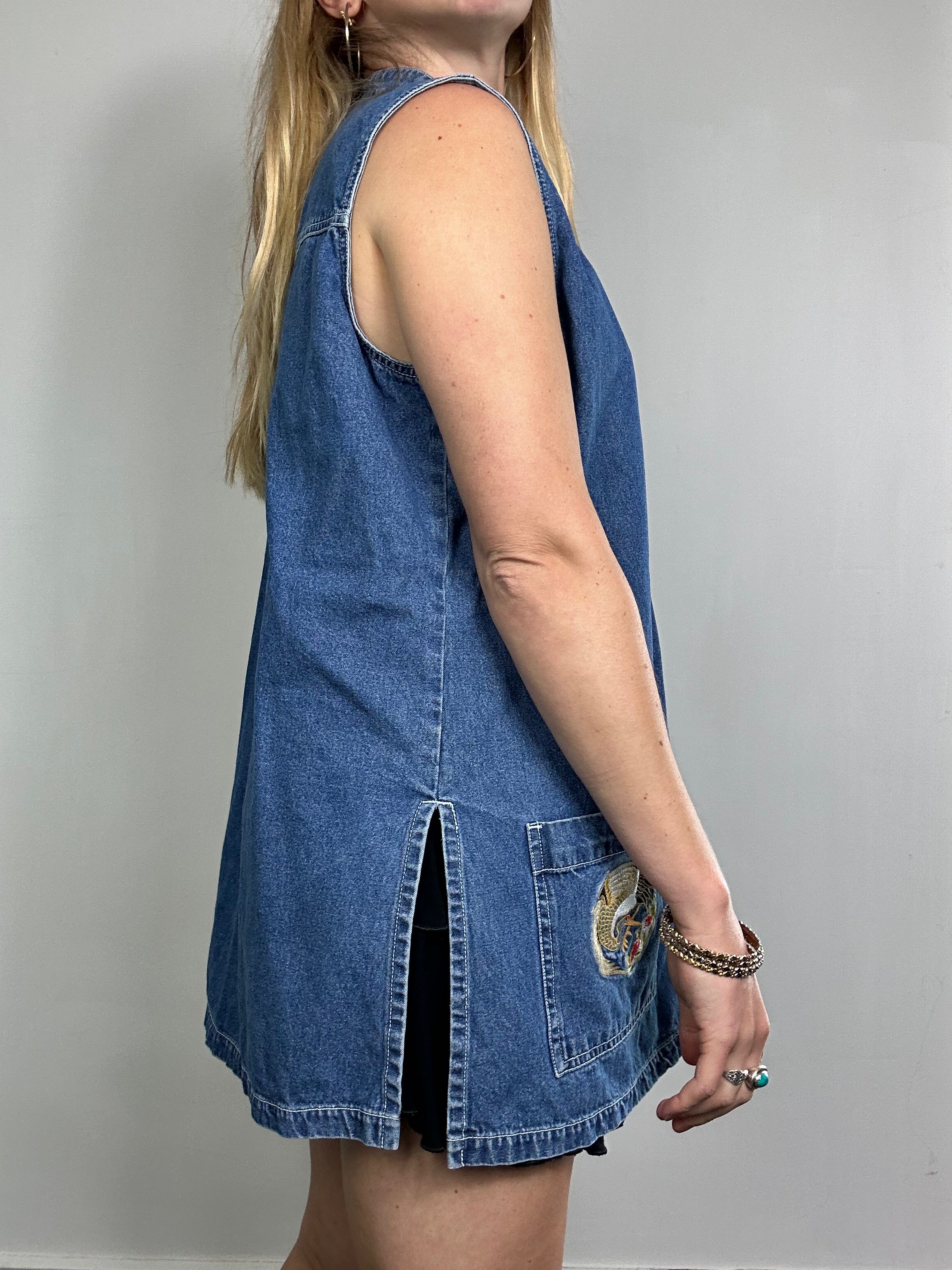 Oriental Denim vest Size 14