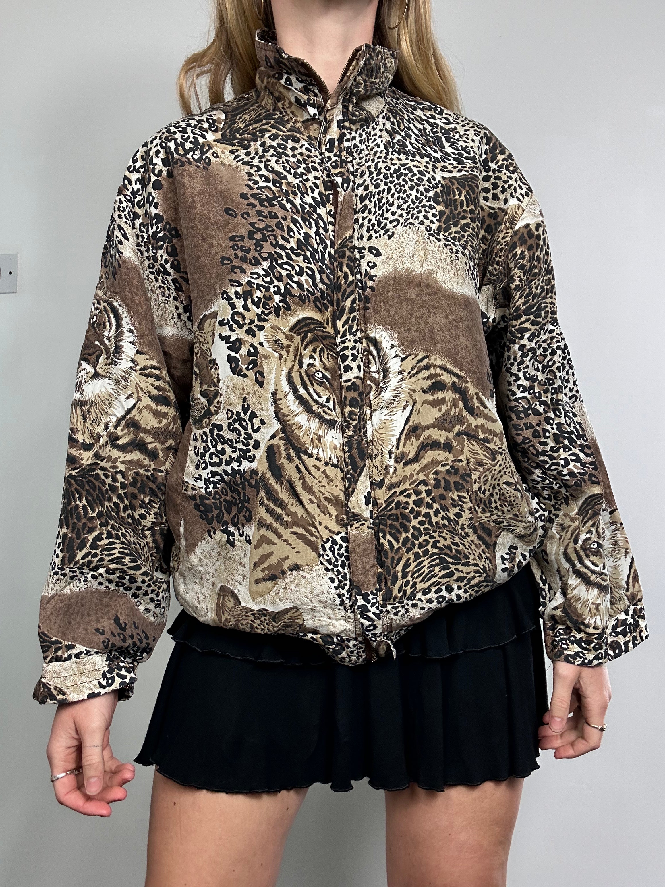 Animal Print 80's Bomber Jacket Size 10