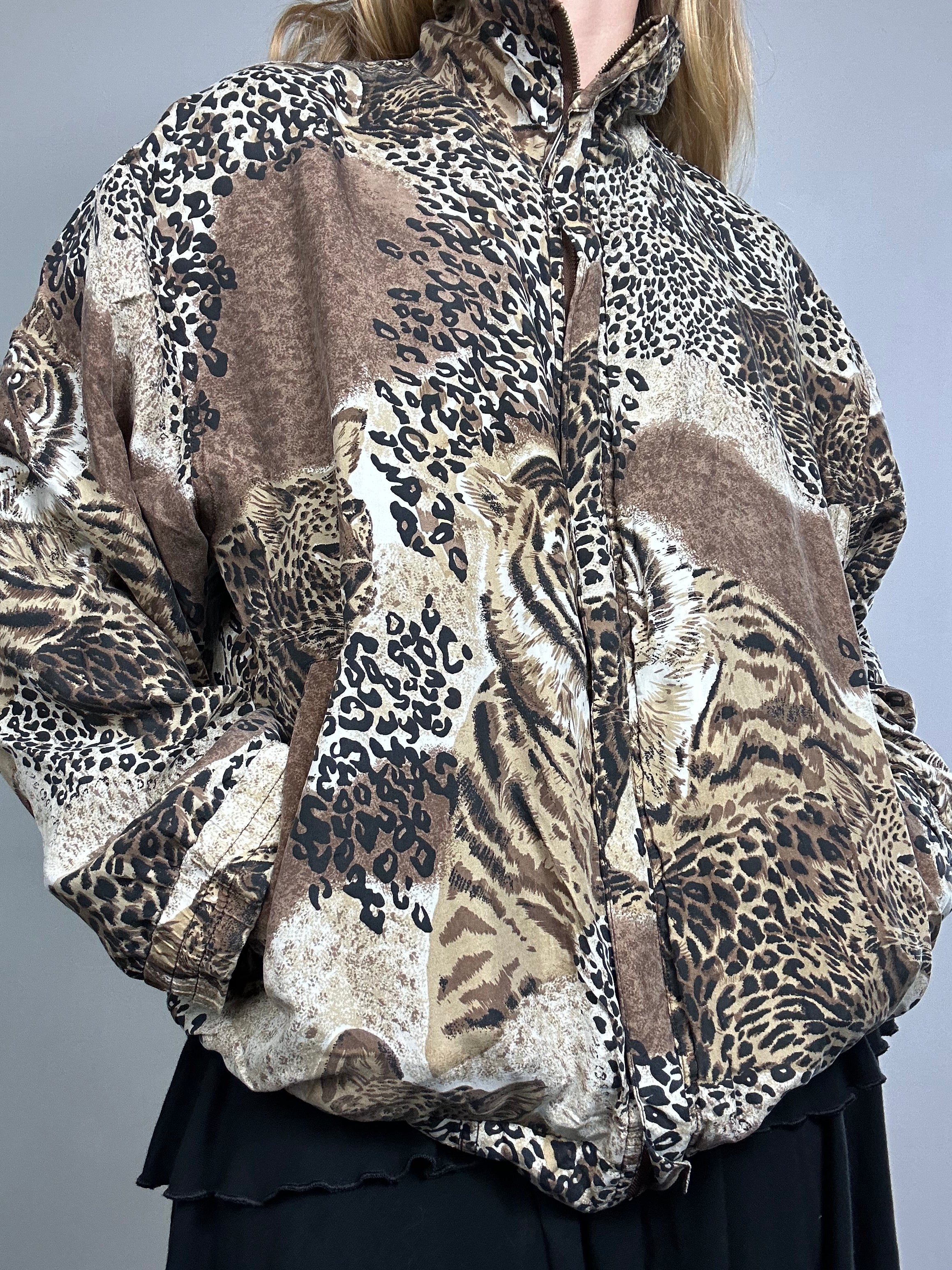 Animal Print 80's Bomber Jacket Size 10