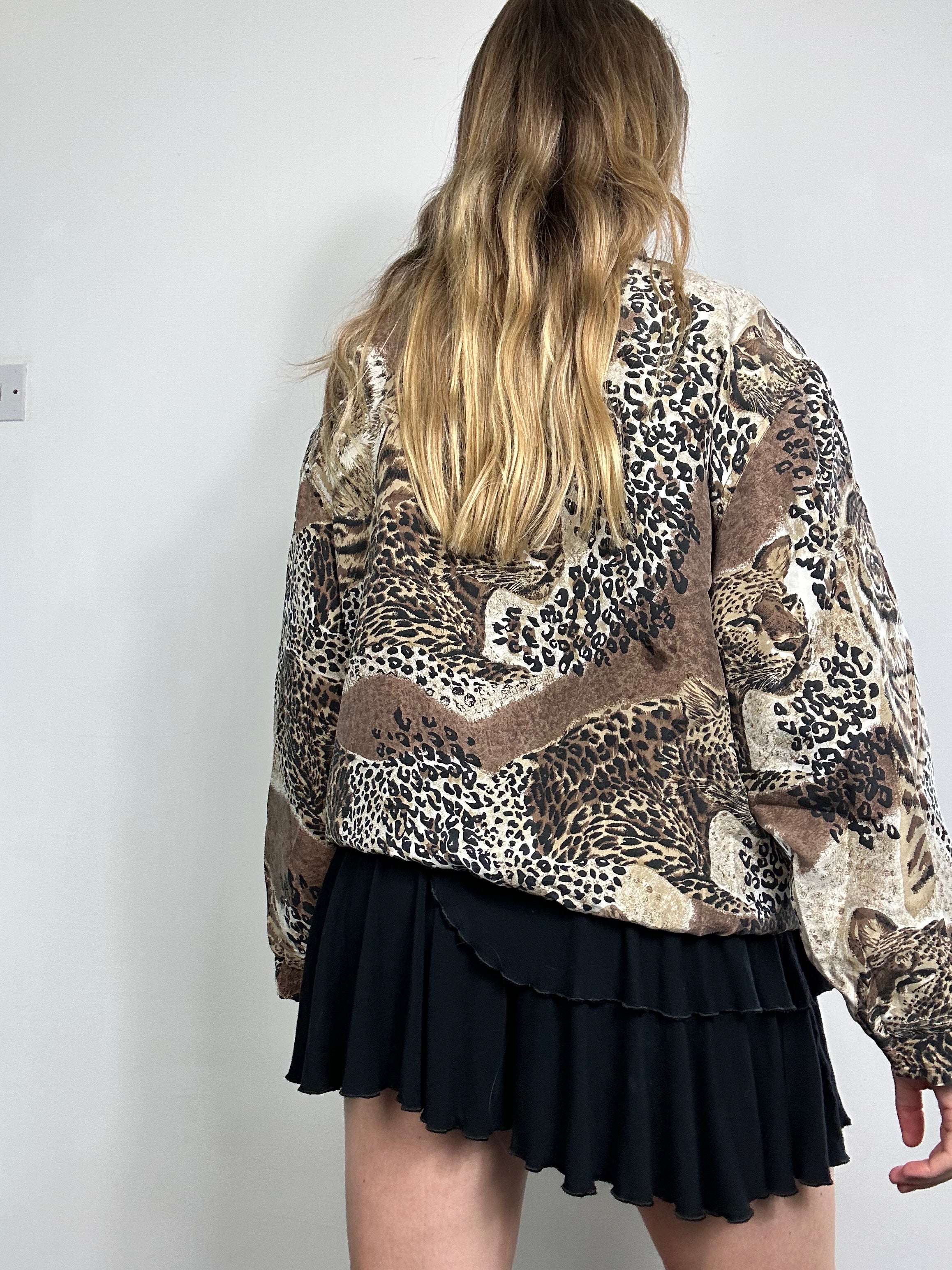 Animal Print 80's Bomber Jacket Size 10