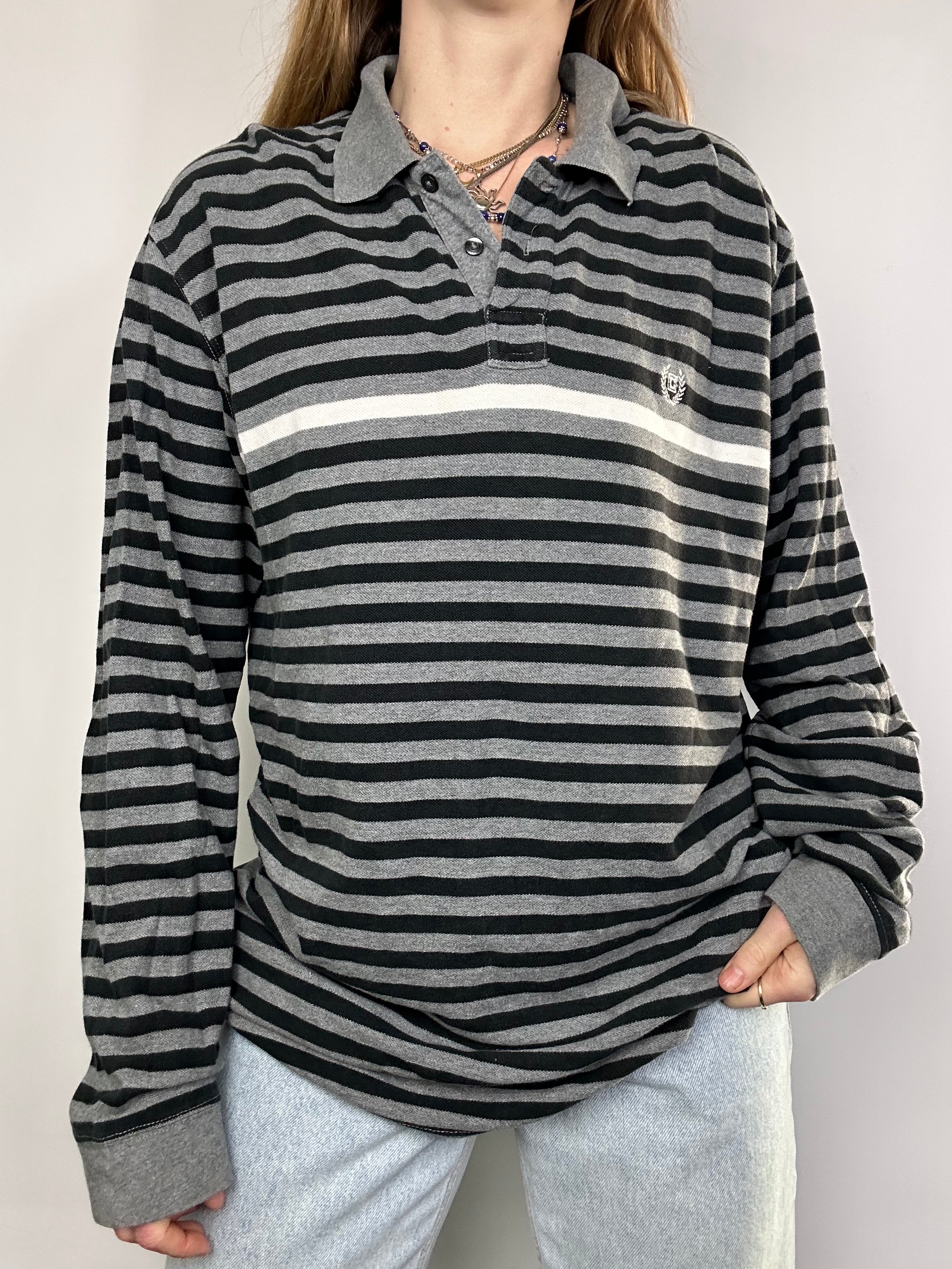 Grey Ralph Lauren Striped Jersey Size L