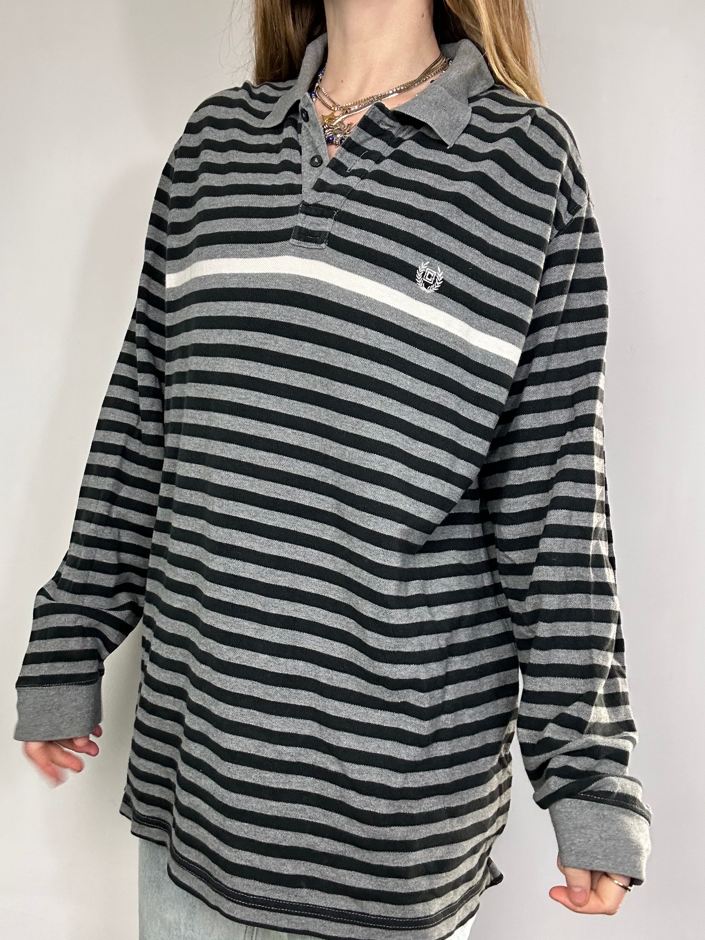 Grey Ralph Lauren Striped Jersey Size L