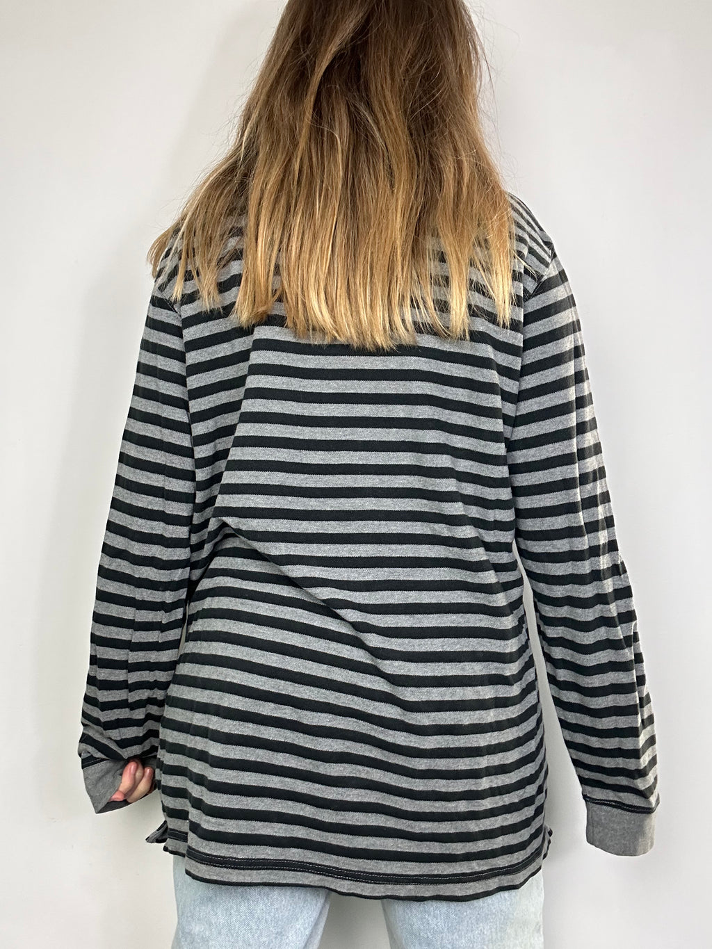 Grey Ralph Lauren Striped Jersey Size L