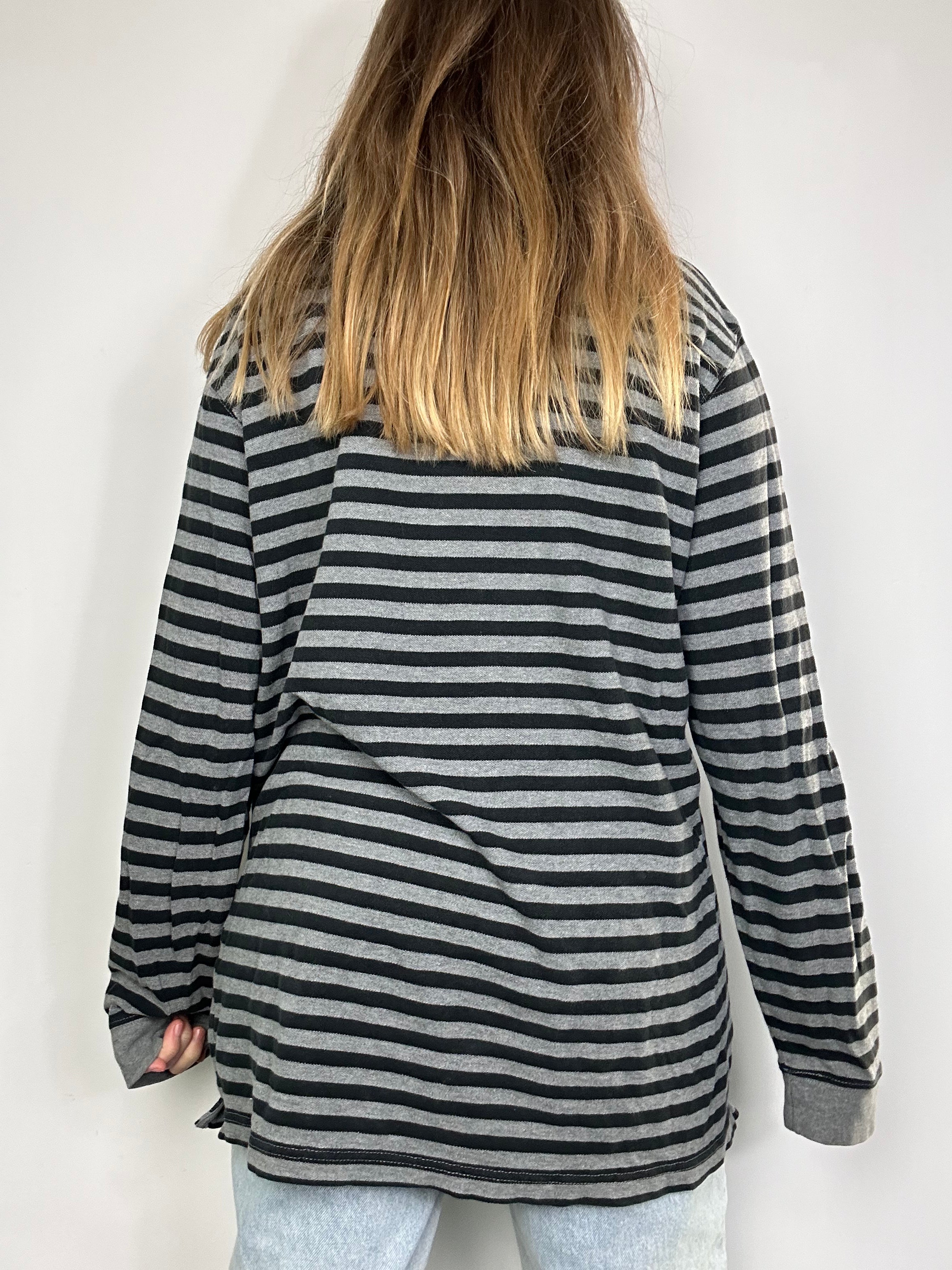 Grey Ralph Lauren Striped Jersey Size L