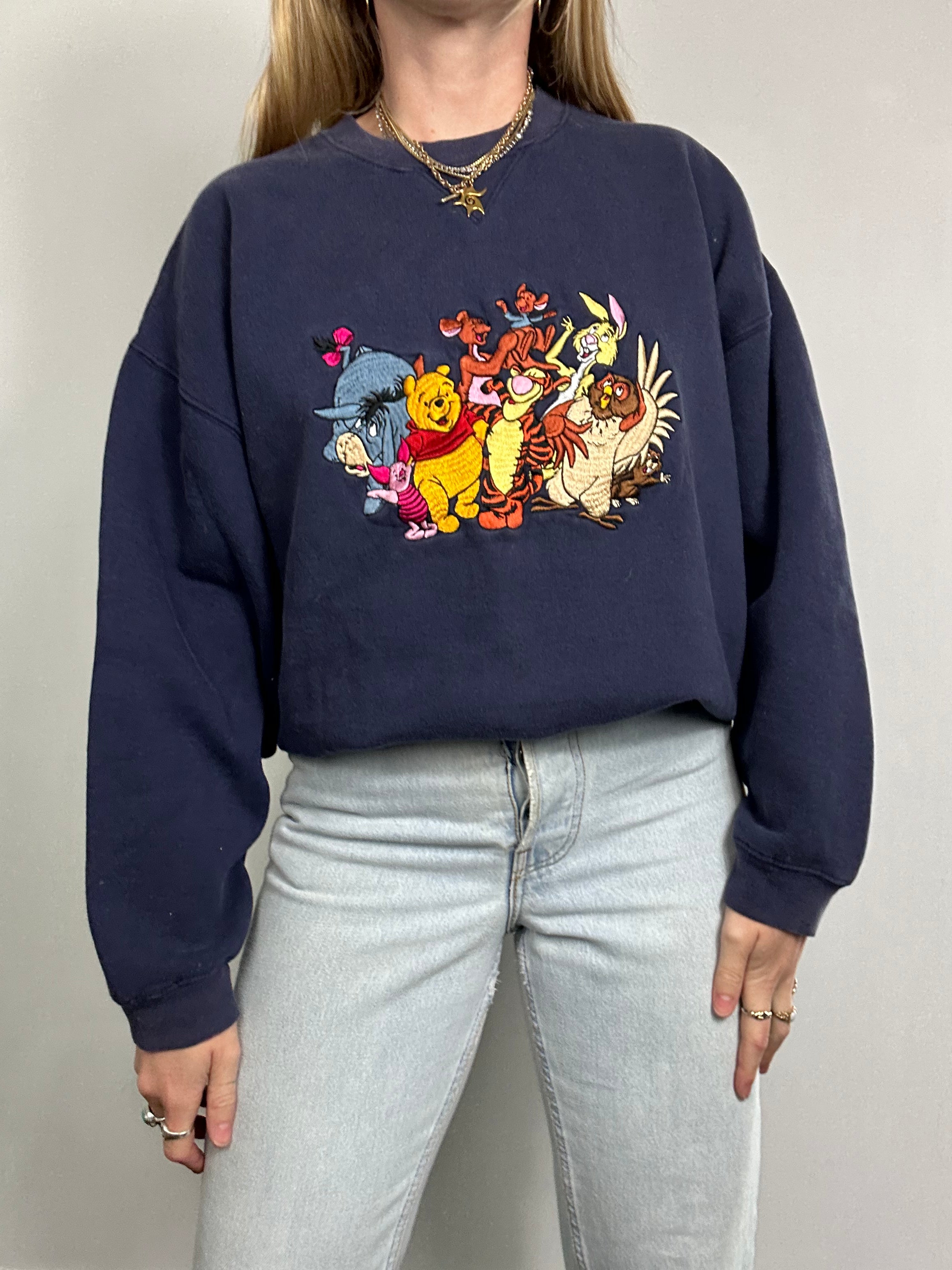 navy Winnie The Pooh 90's Sweater Size M