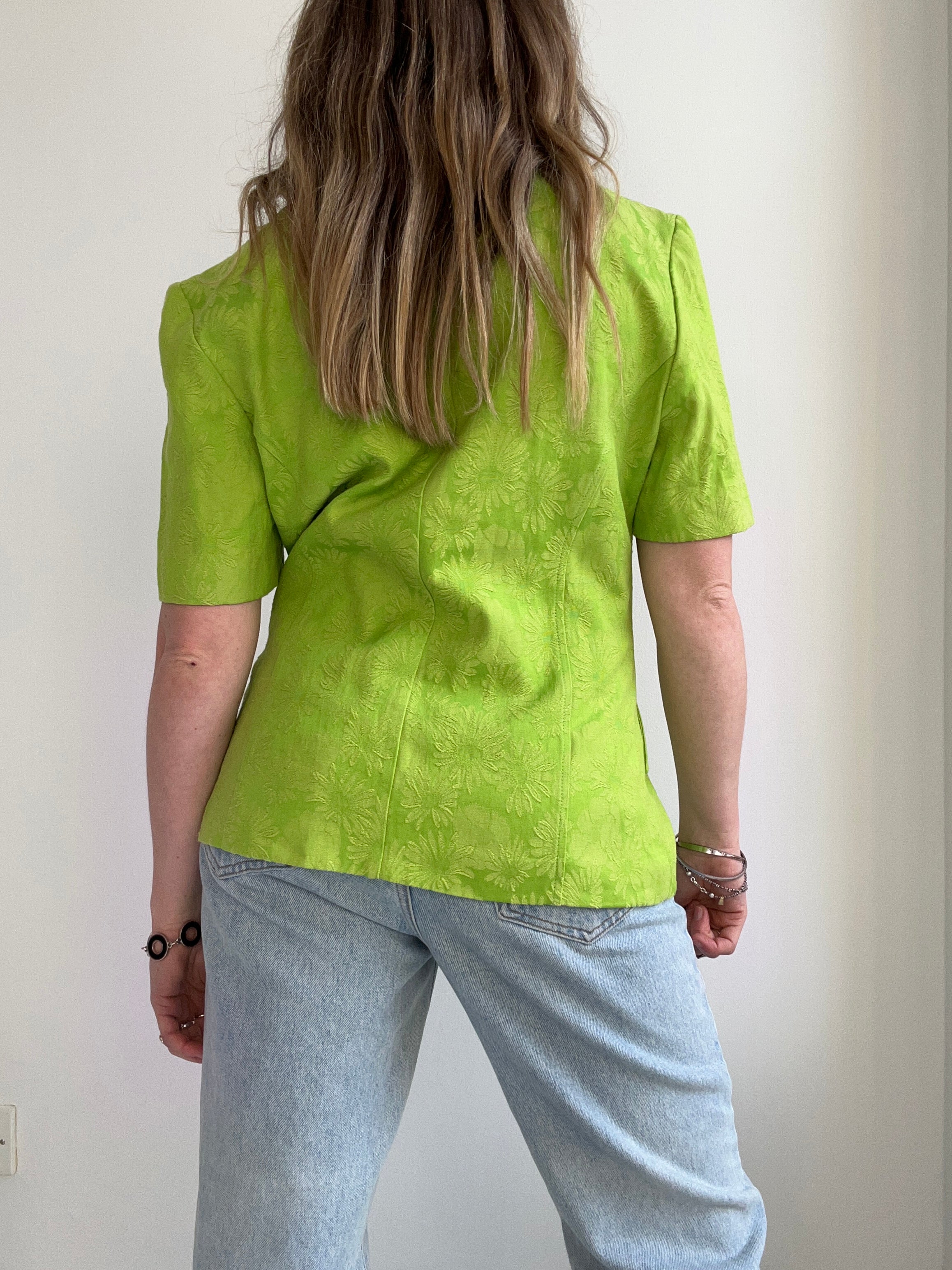 Lime Green 80's Daisy Blazer Size 10