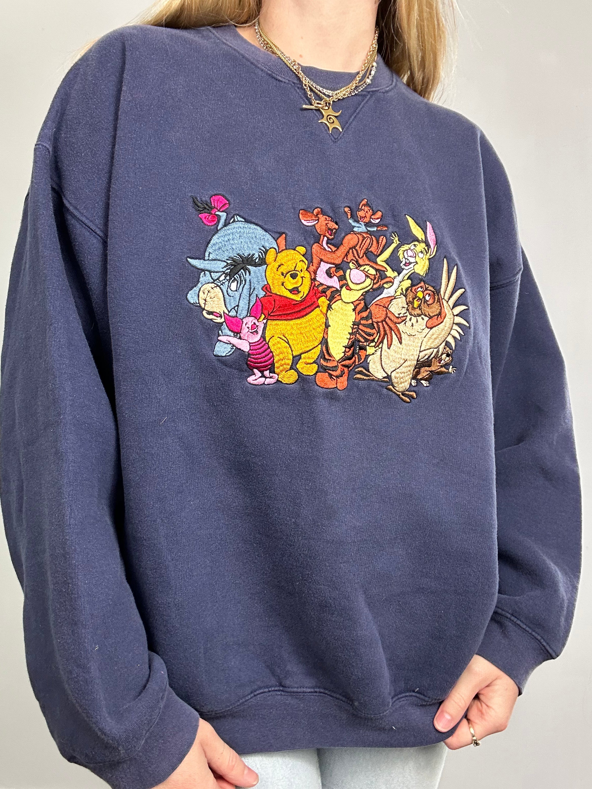 navy Winnie The Pooh 90's Sweater Size M