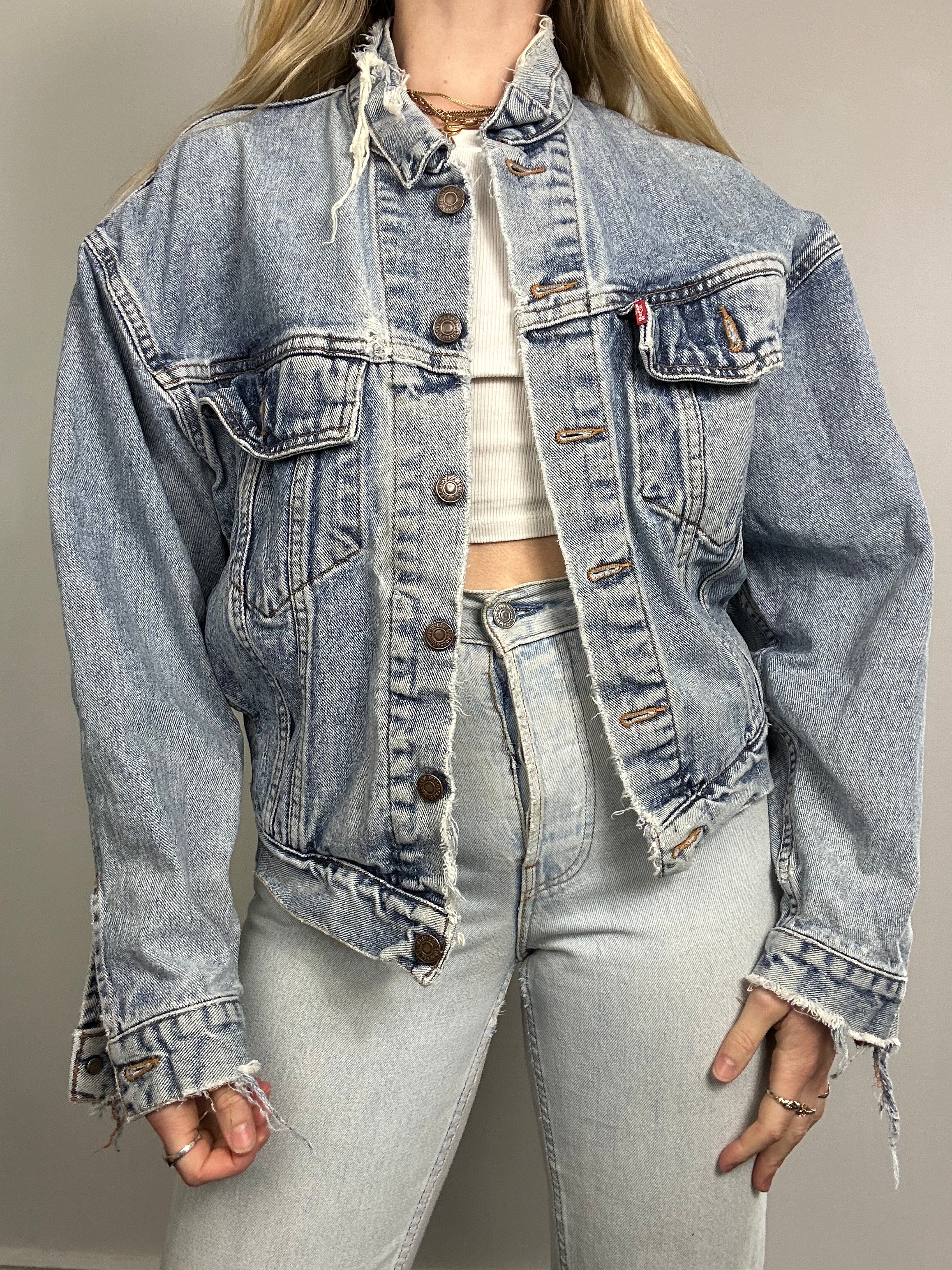 Levis Distressed Denim Jacket Size 10
