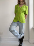 Lime Green 80's Daisy Blazer Size 10
