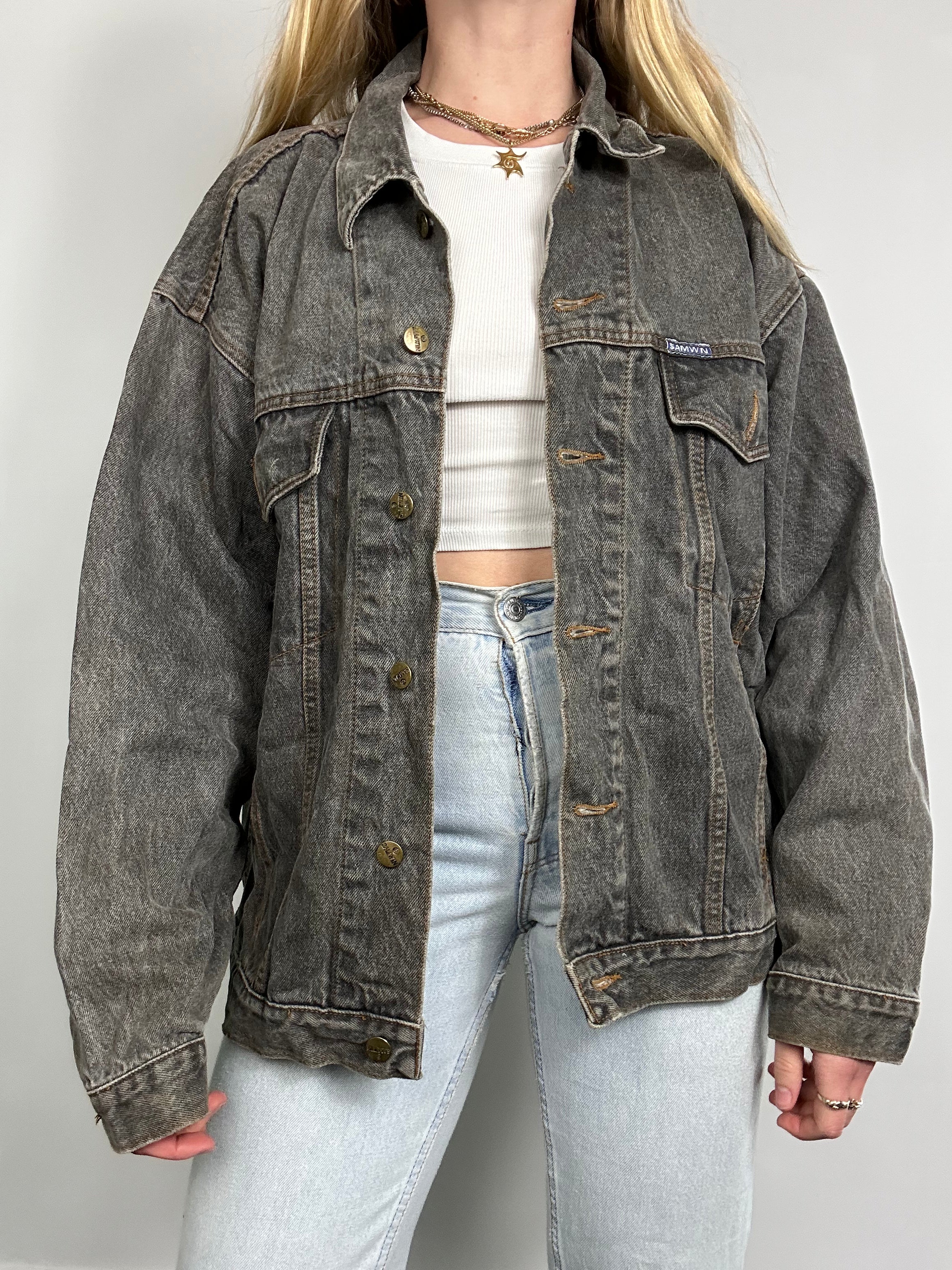 Black 80's Denim Jacket Size L
