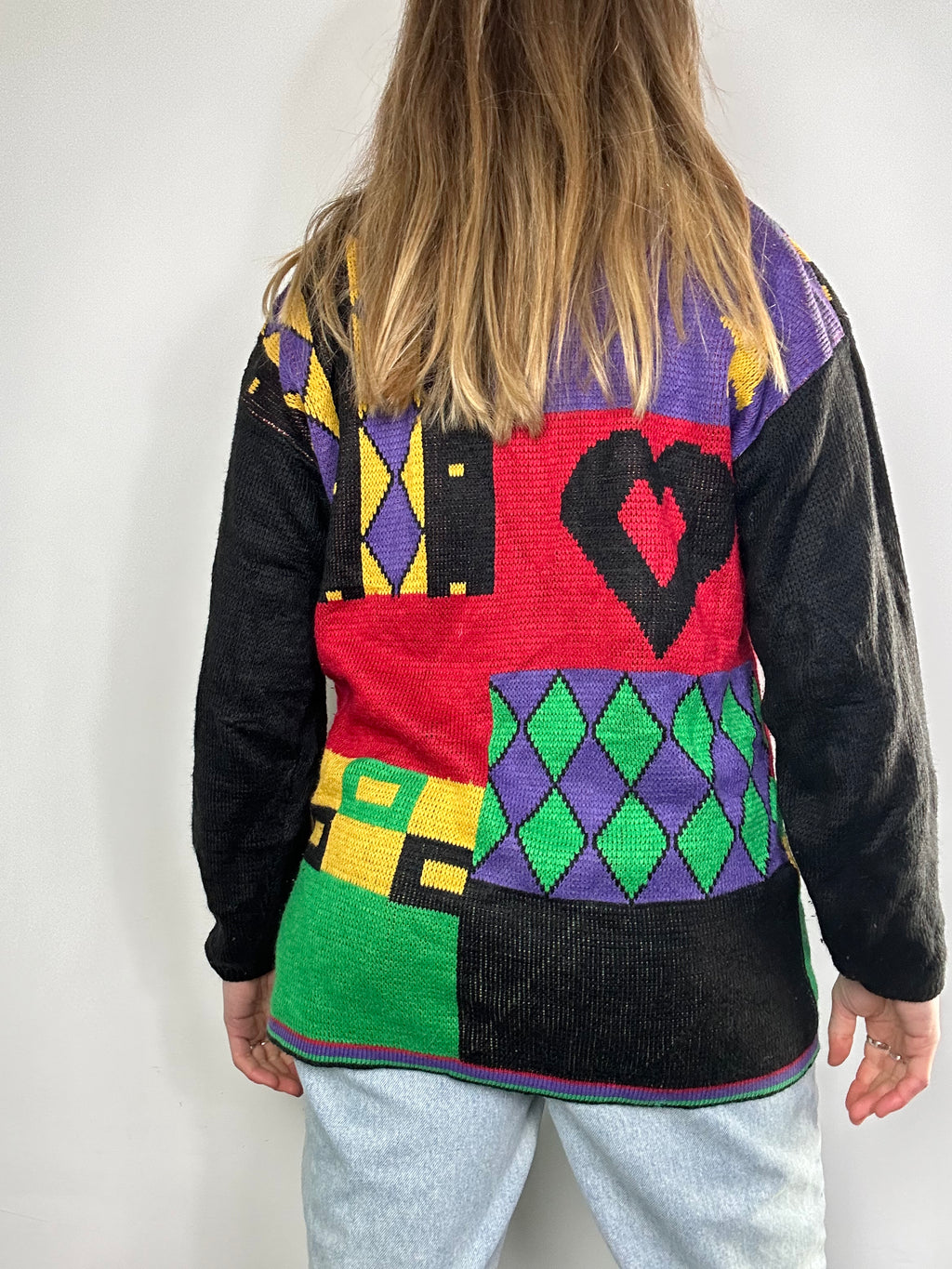 Star, Check, Heart 80's Knitted Sweater Size 10