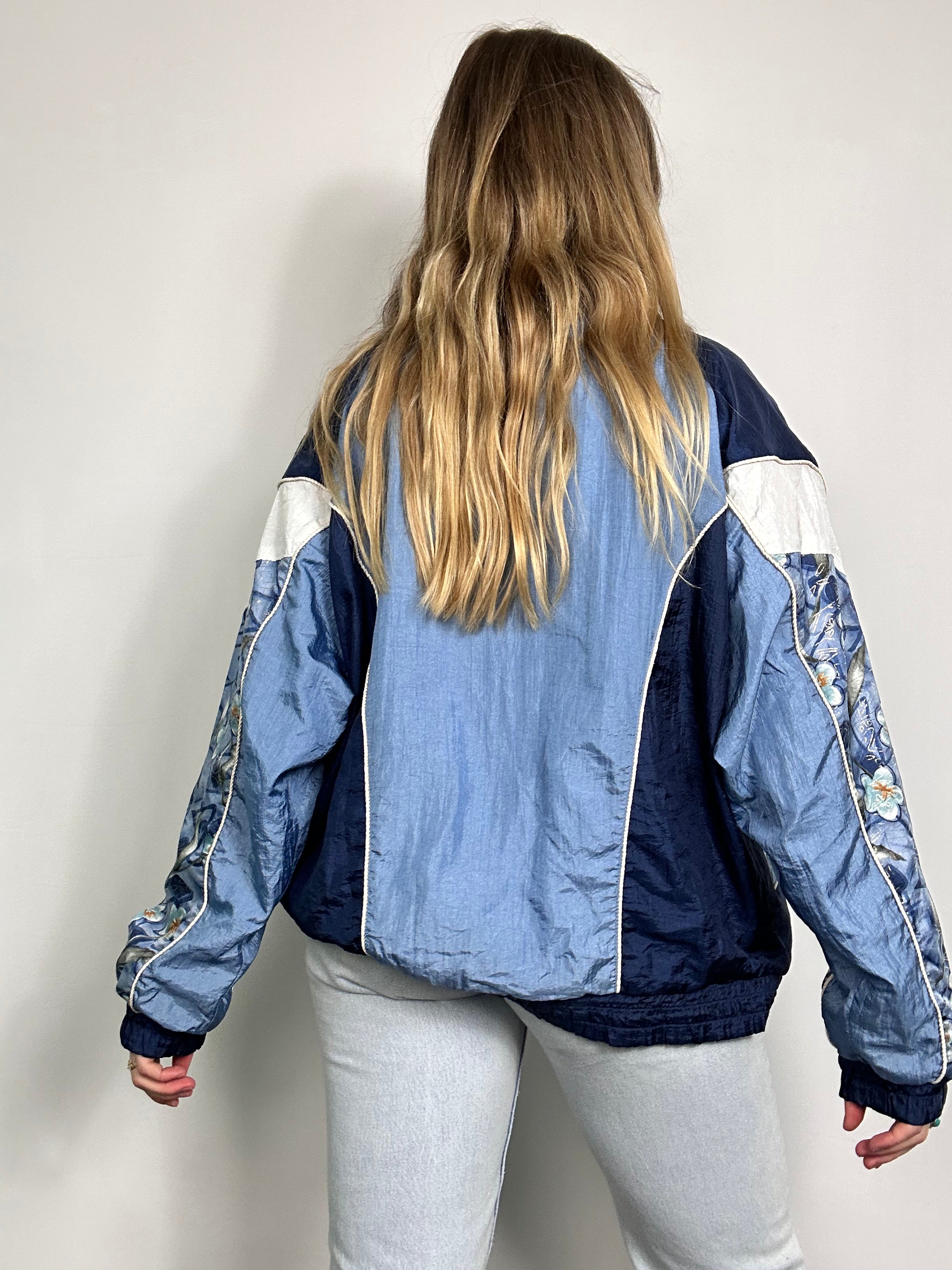 Blue 80's Floral Shell Jacket Size M