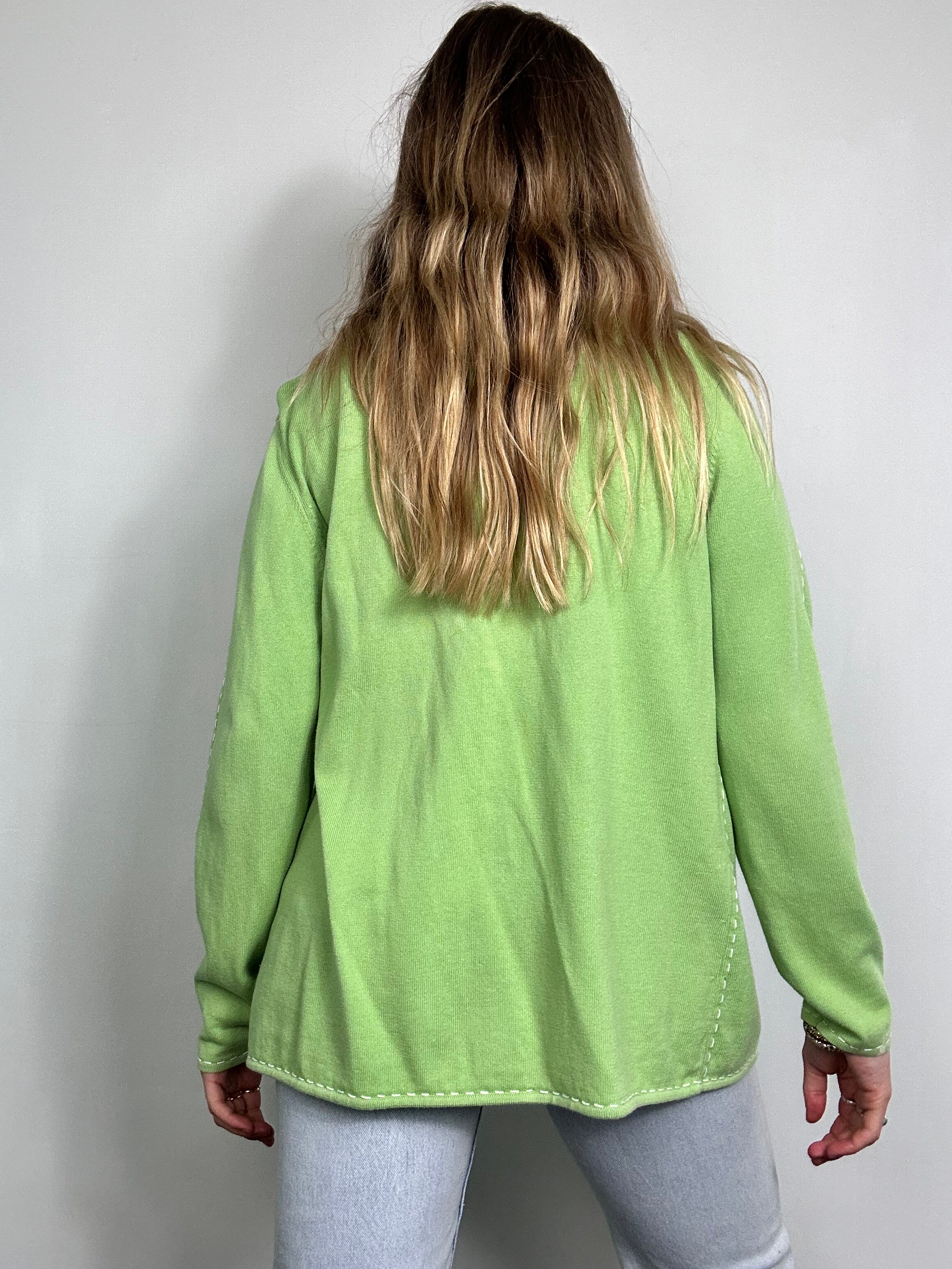 Lime Green Sequin Cardigan Size 12