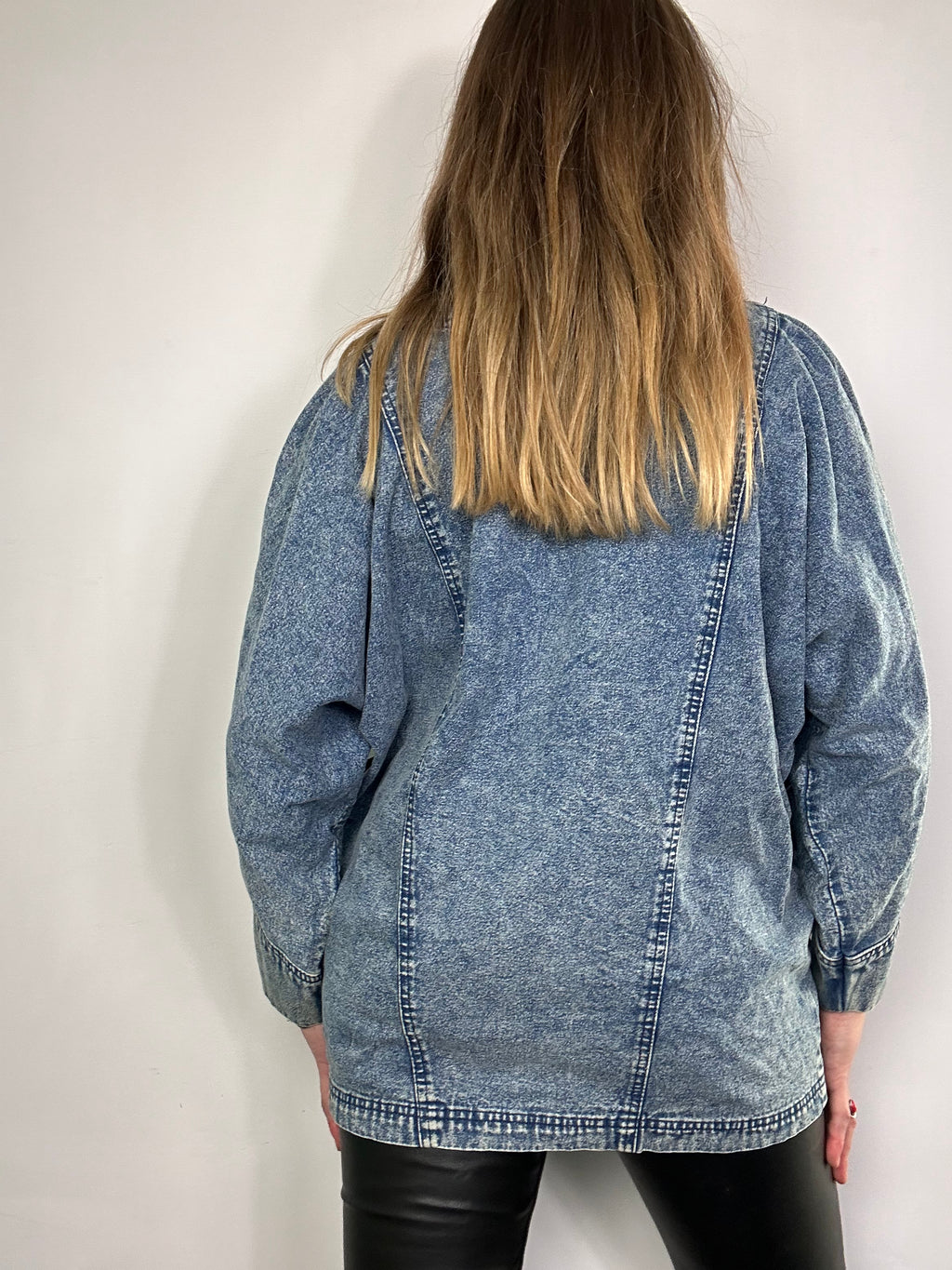 V Neck 80's Embroirered Denim Jacket Size 10