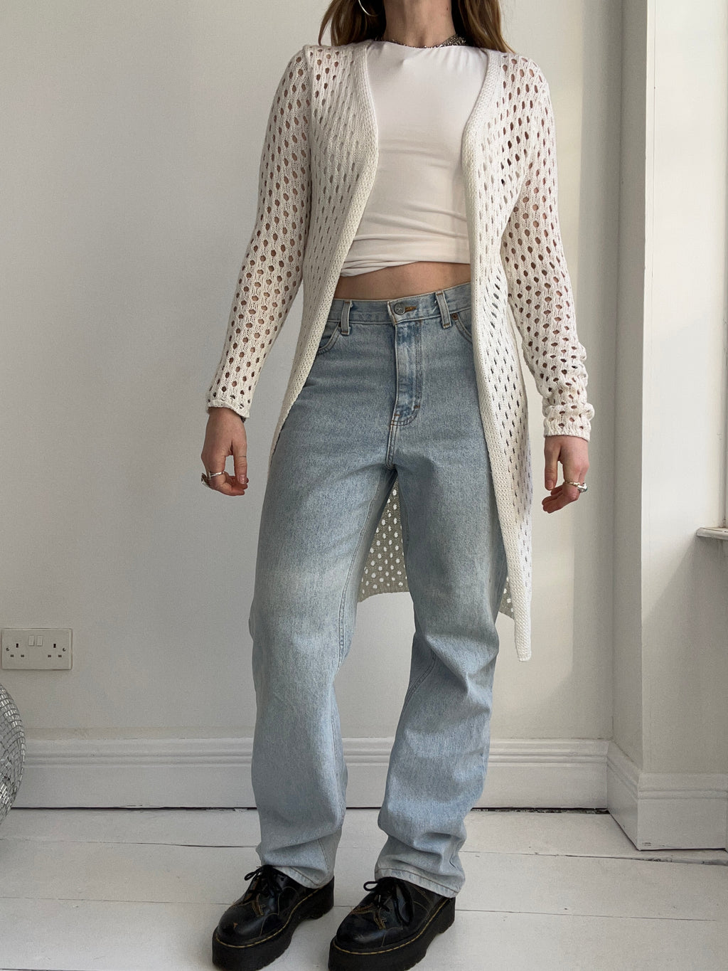 White Crochet Cardi Size S