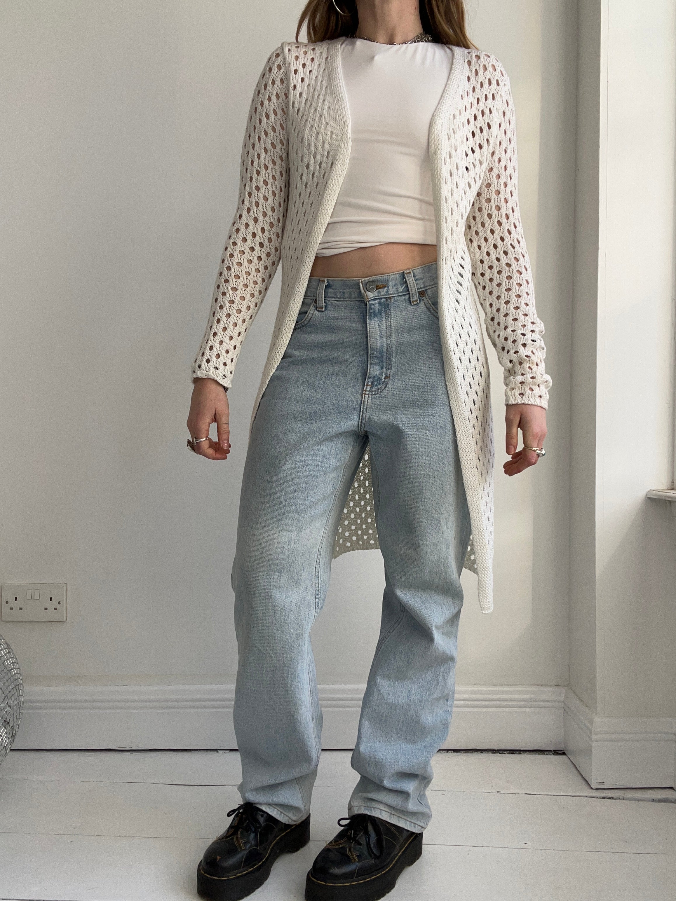 White Crochet Cardi Size S