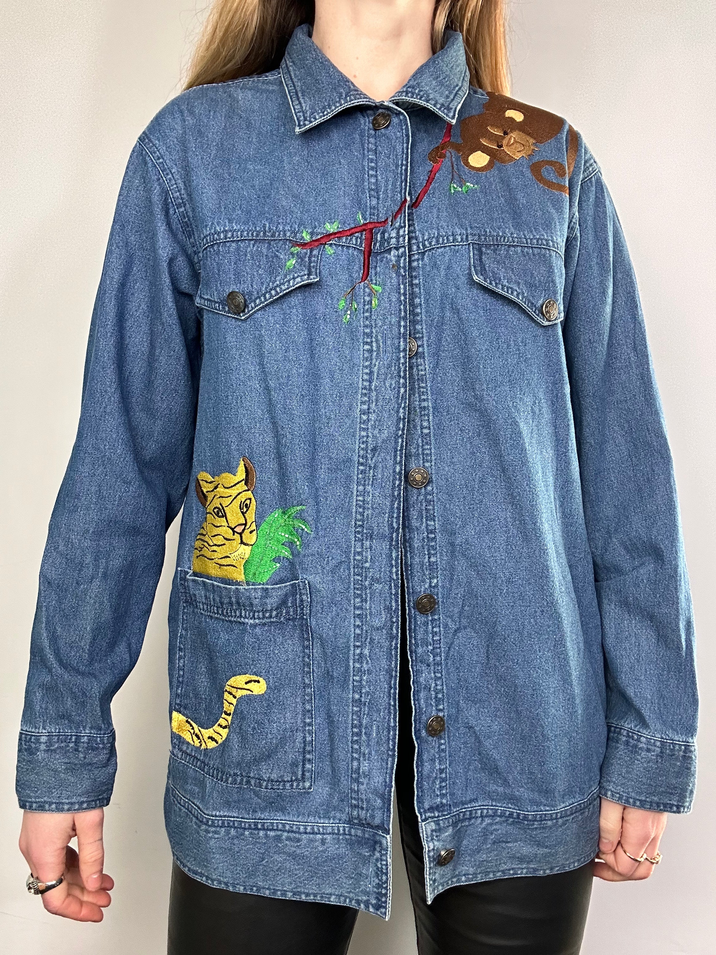 Jungle 90's Printed Denim Jacket Size M