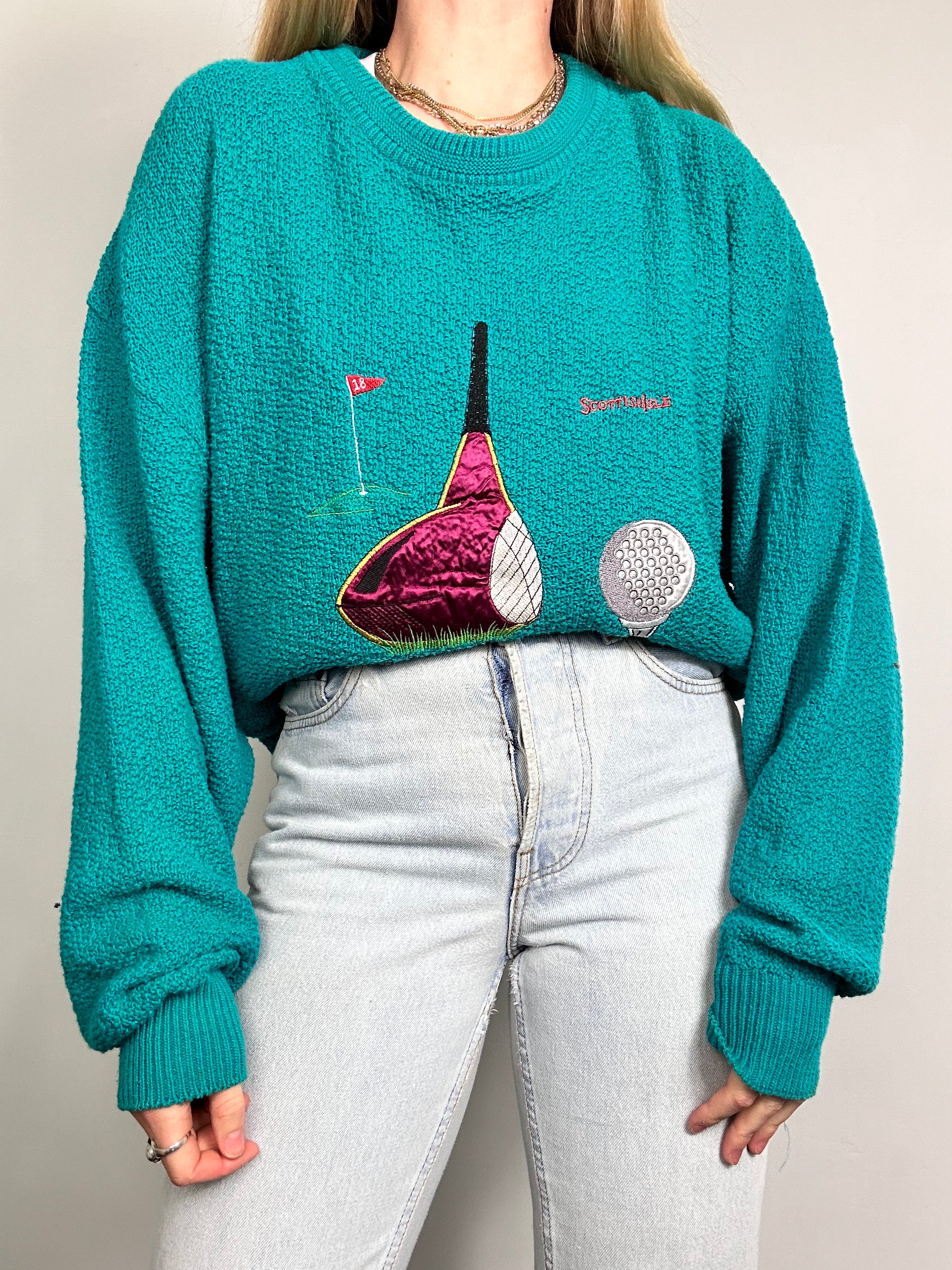 Golf Teal Knitted Sweater Size L