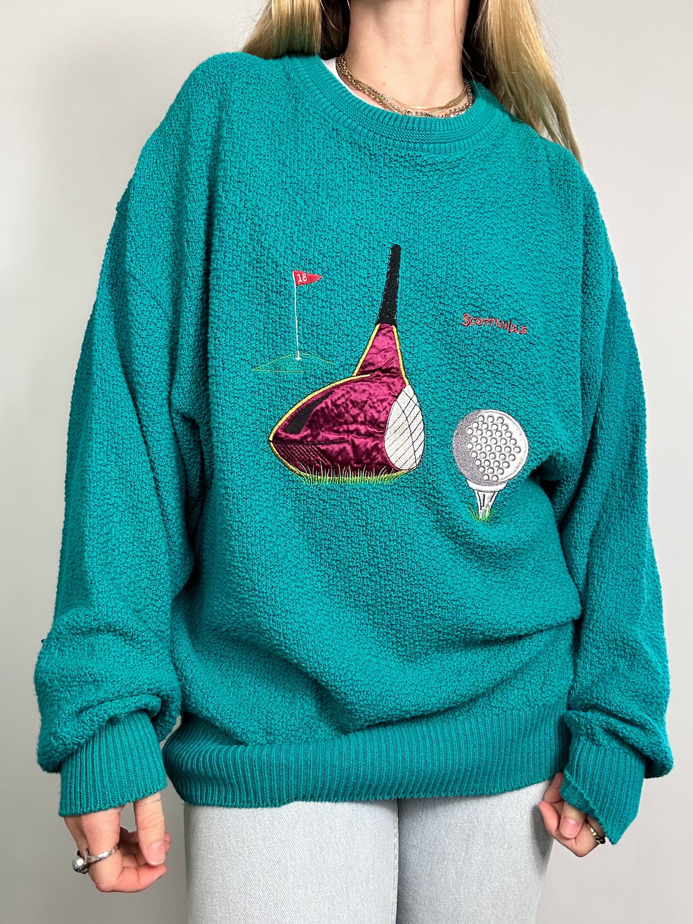 Golf Teal Knitted Sweater Size L
