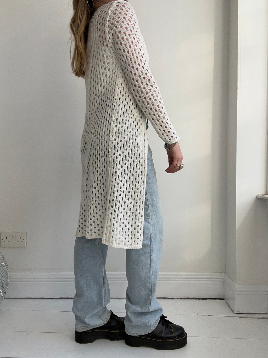White Crochet Cardi Size S